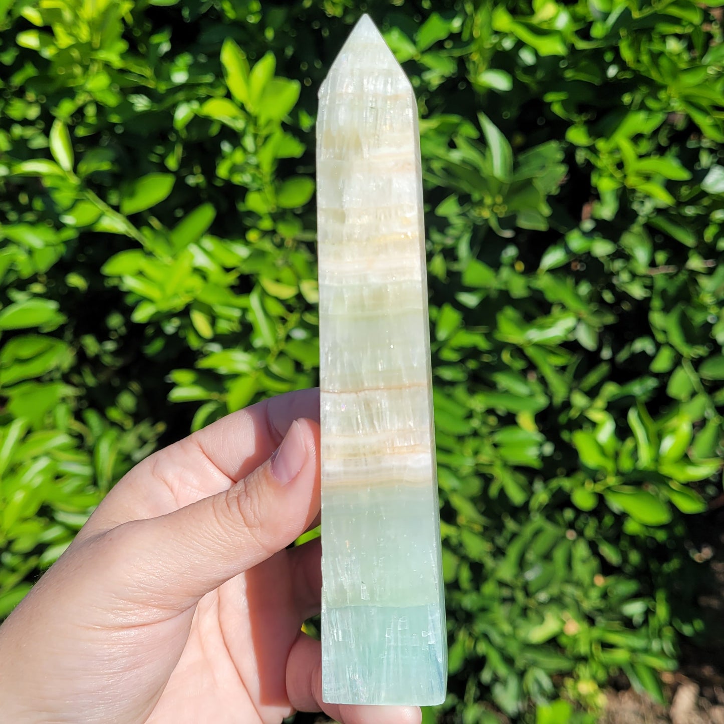 Pistachio Calcite Crystal Tower, 6.1" and 235 Grams