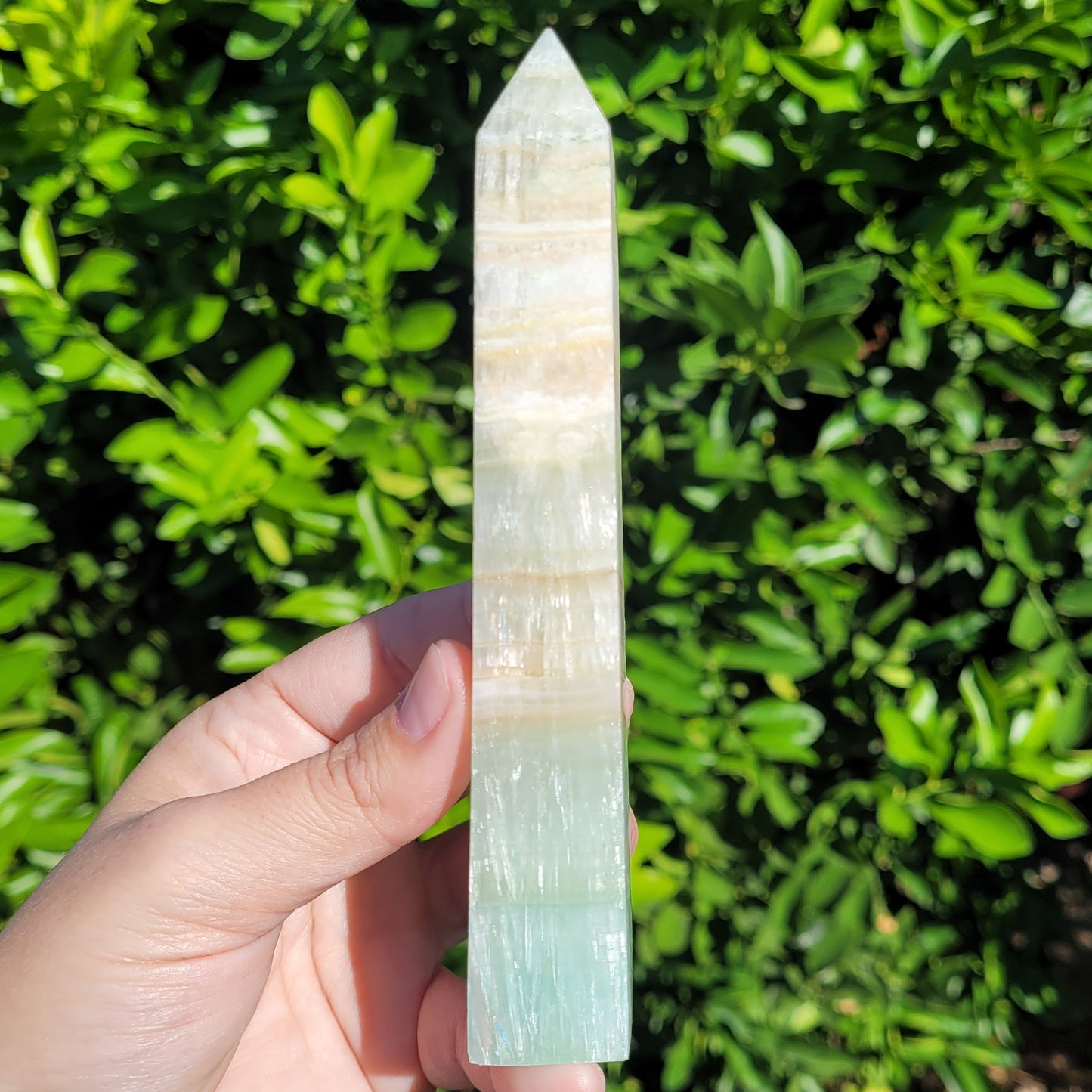 Pistachio Calcite Crystal Tower, 6.1" and 235 Grams