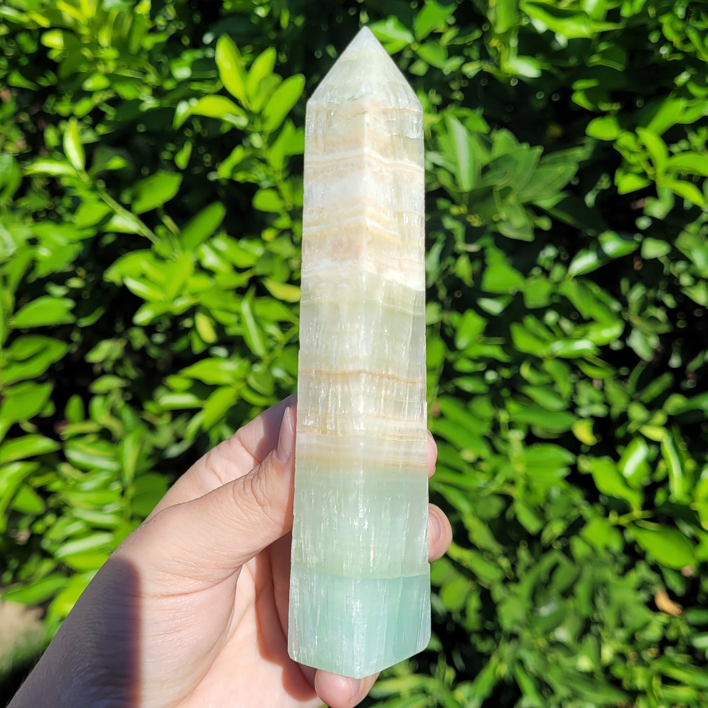 Pistachio Calcite Crystal Tower, 6.1" and 235 Grams