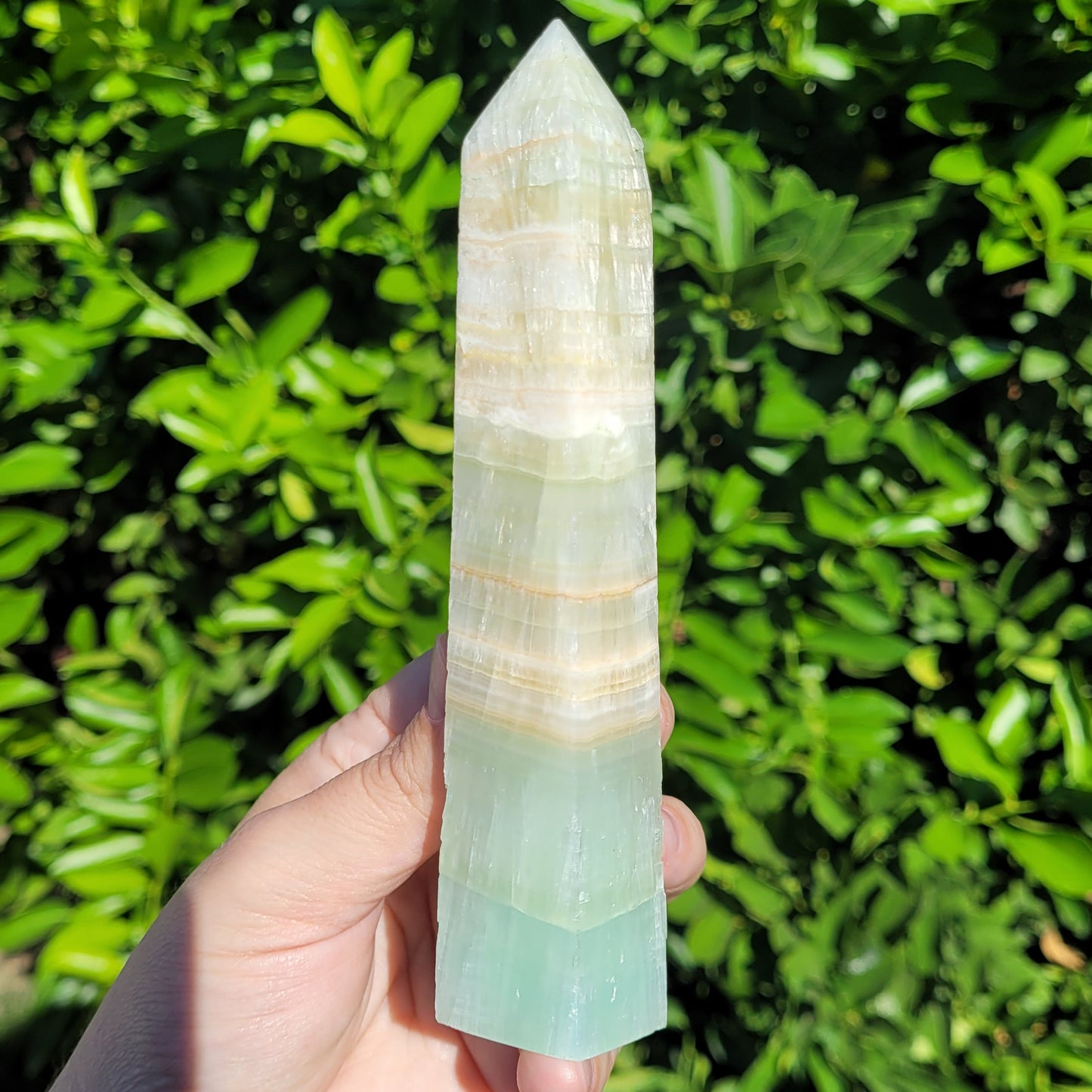 Pistachio Calcite Crystal Tower, 6.1" and 235 Grams