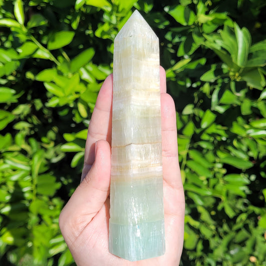 Pistachio Calcite Crystal Tower, 6.1" and 235 Grams