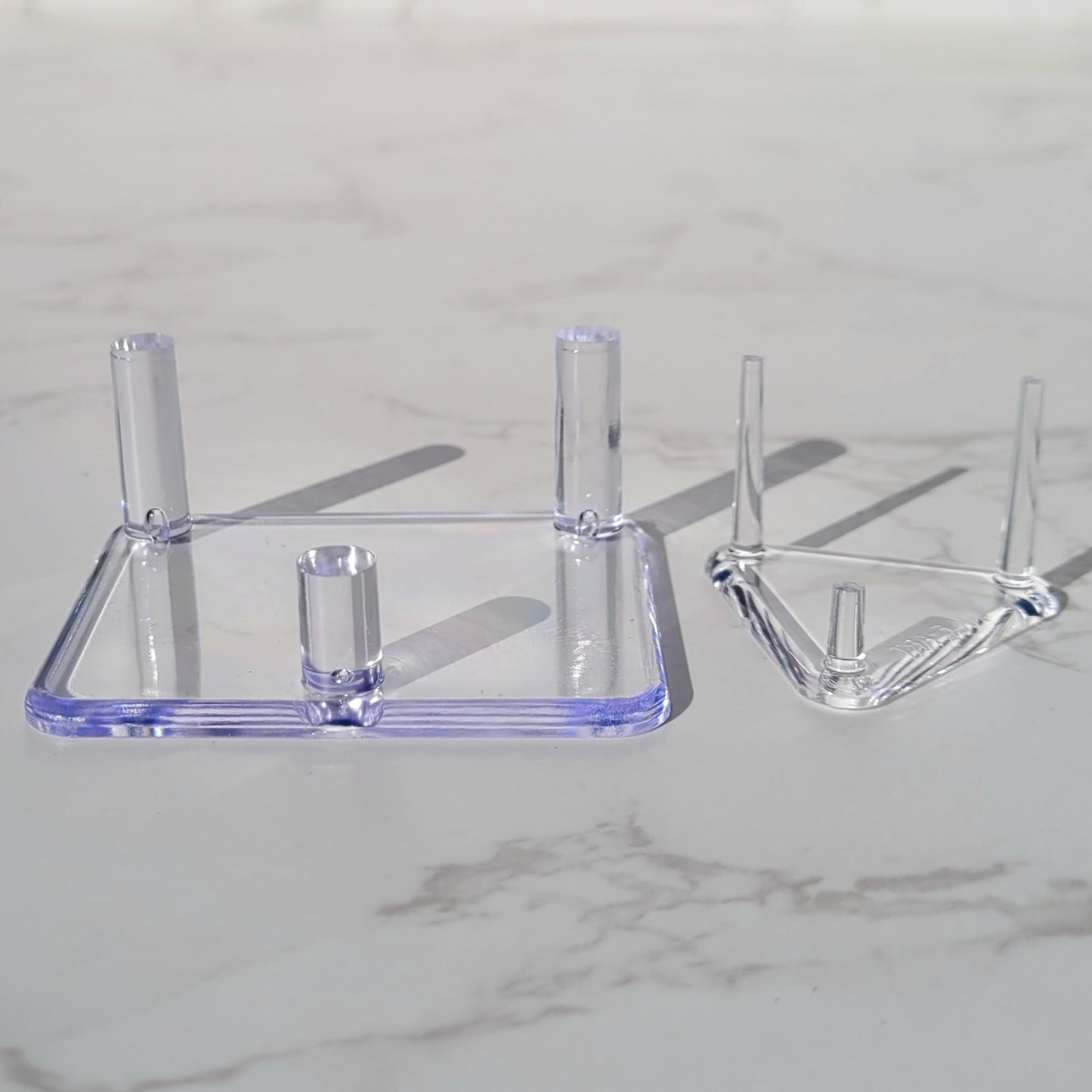 Clear Acrylic 3-Leg Display Stands for Crystal Specimens, Geodes, Products in 1.5" and 2.5"