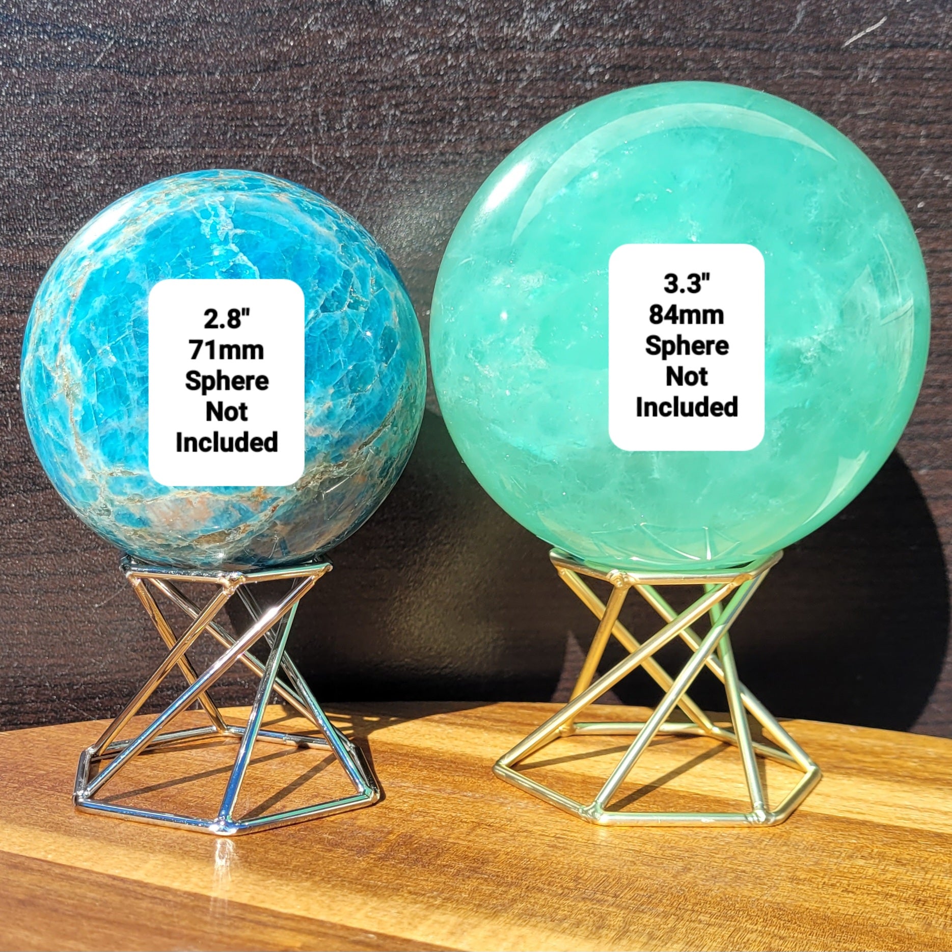 Metal Spiral Sphere Display Stands in Gold or Silver for Balls 1.7" to 4"