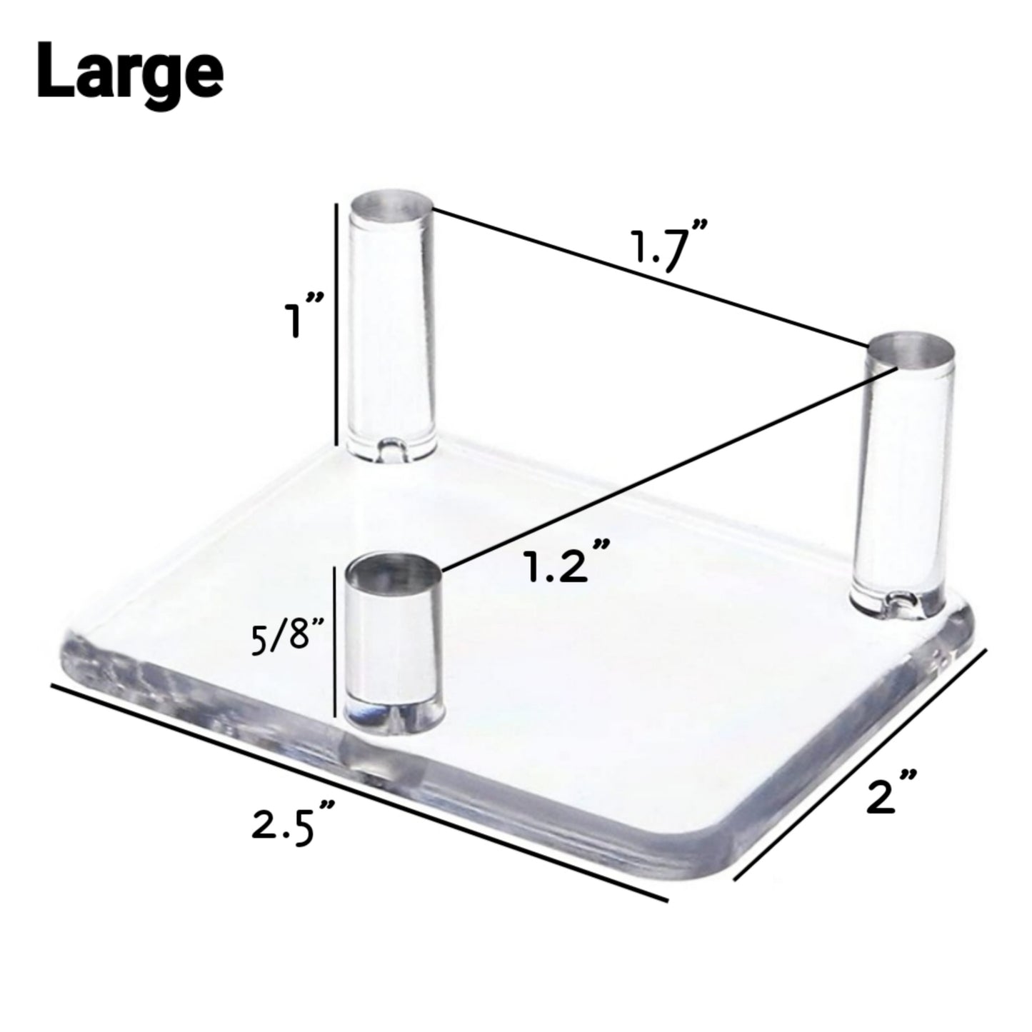 Clear Acrylic 3-Leg Display Stands for Crystal Specimens, Geodes, Products in 1.5" and 2.5"