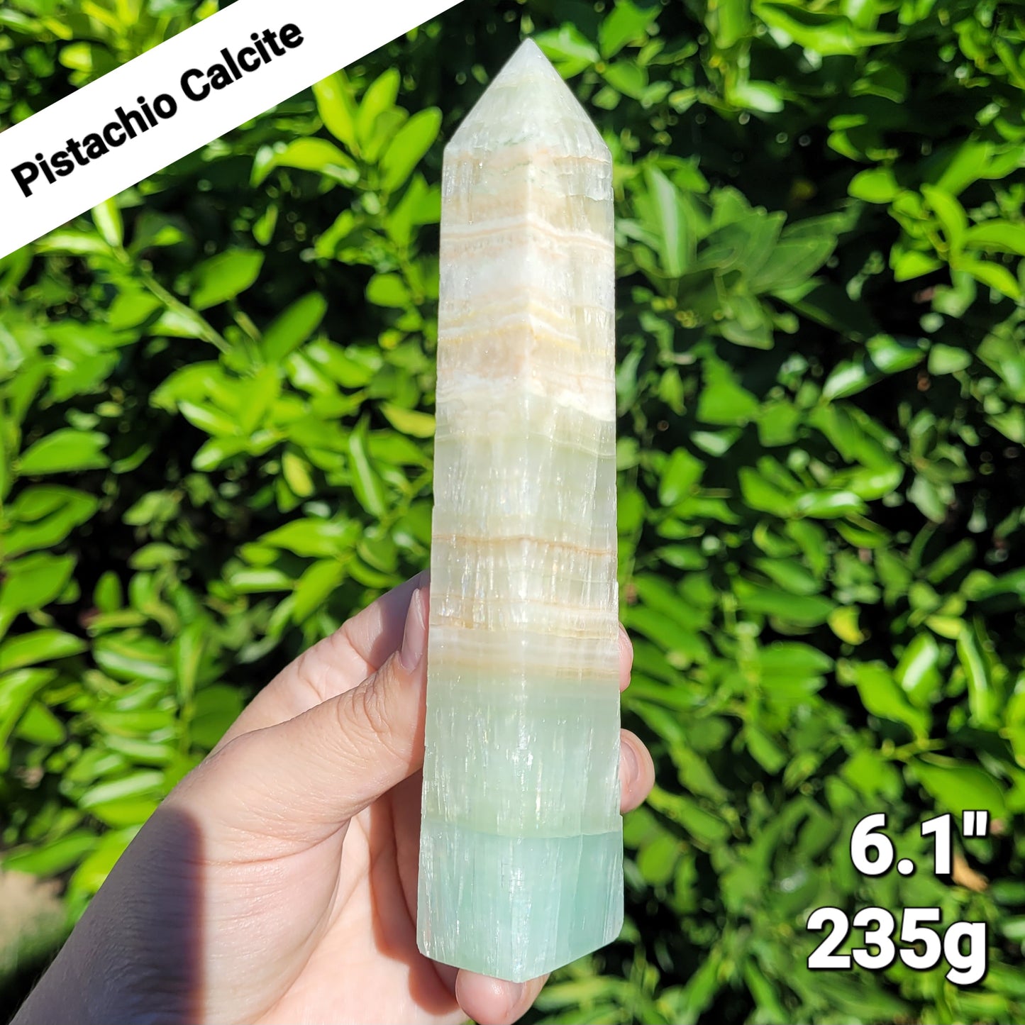 Pistachio Calcite Crystal Tower, 6.1" and 235 Grams