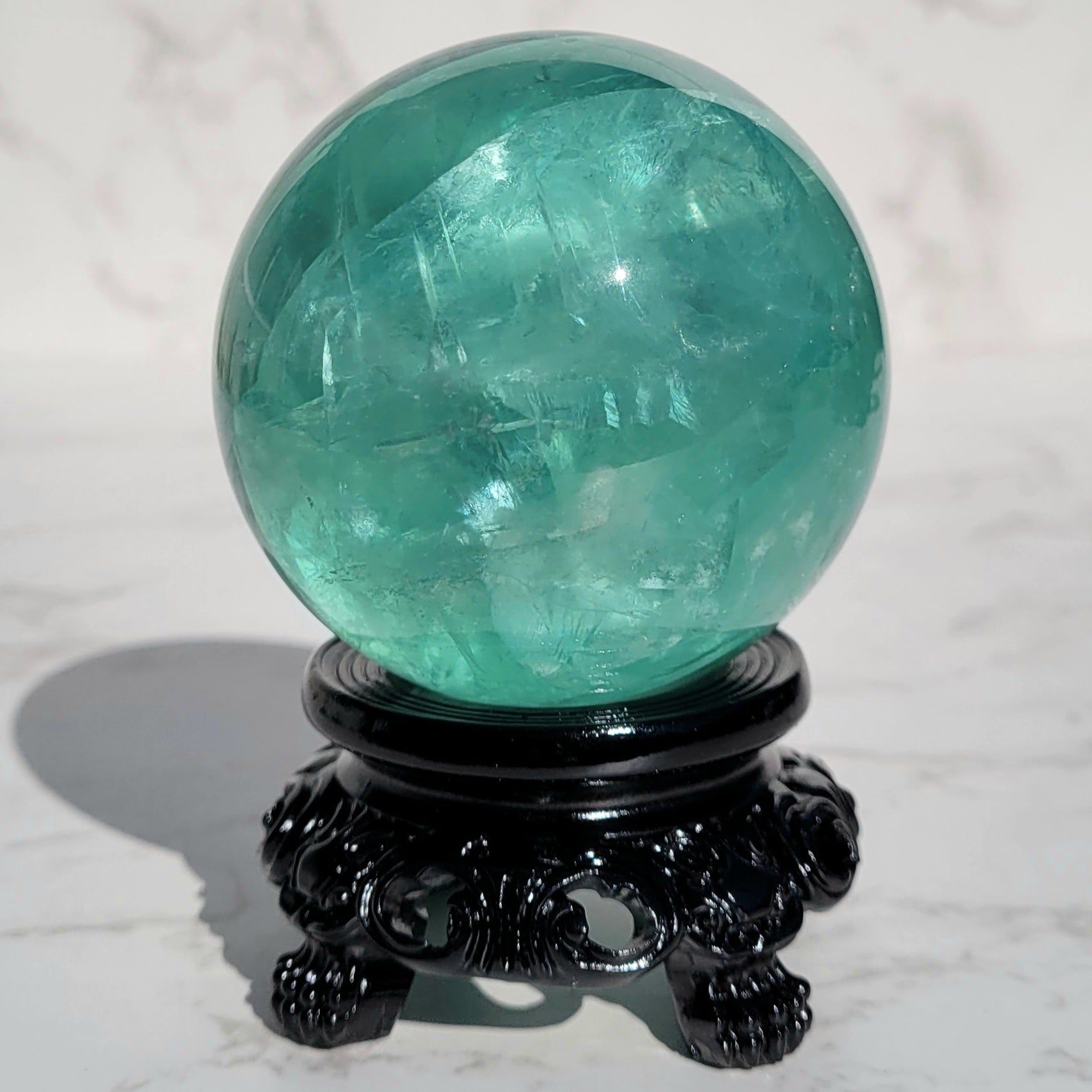 Black decorative fancy painted resin sphere holder 