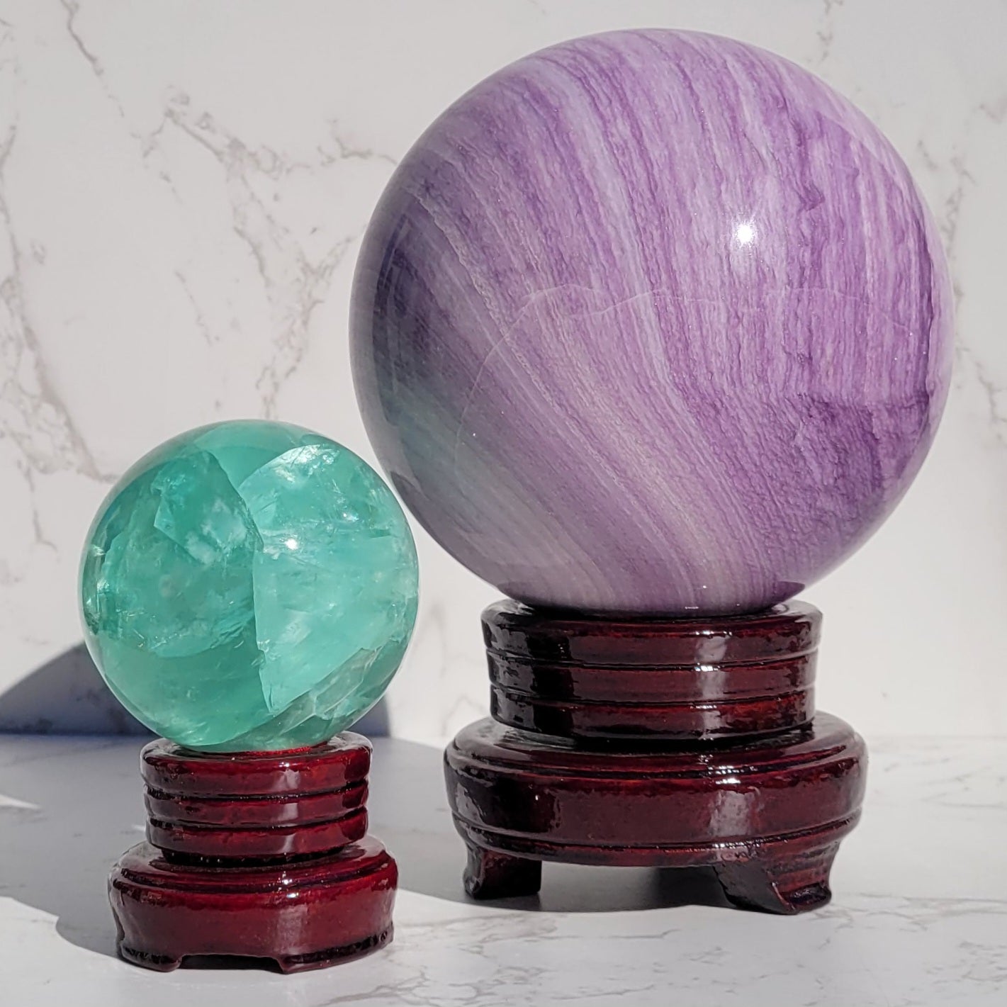 Rotating Wood Sphere Stands in 8 Sizes, for Crystal Balls 3" to 25"