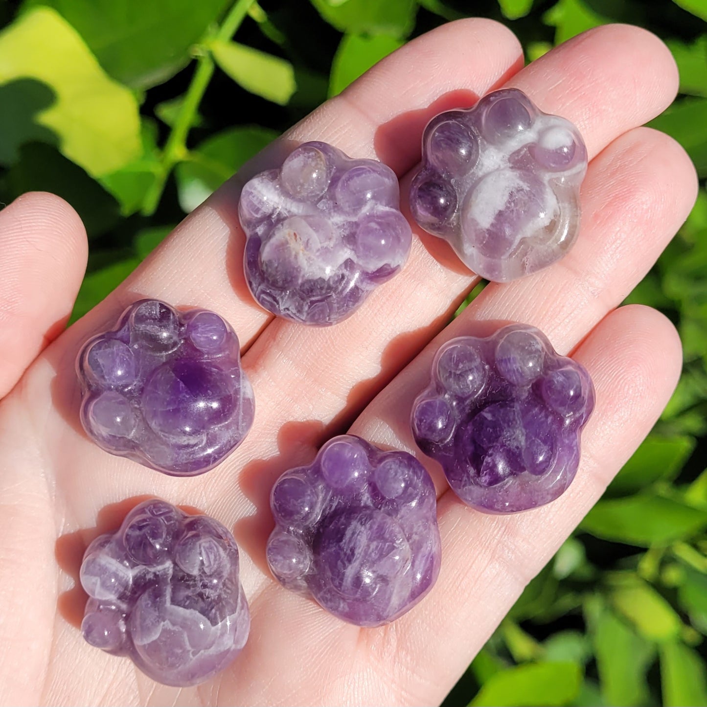 Paw Shaped Crystal in Fire Quartz, Clear Quartz, Amethyst, Amazonite or Flower Agate