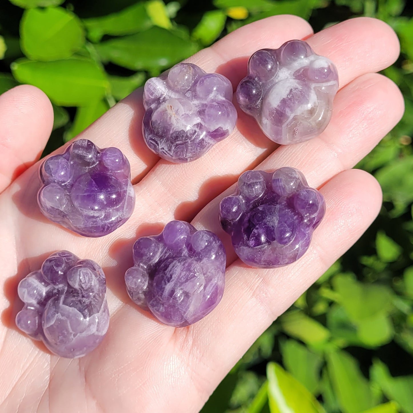 Paw Shaped Crystal in Fire Quartz, Clear Quartz, Amethyst, Amazonite or Flower Agate