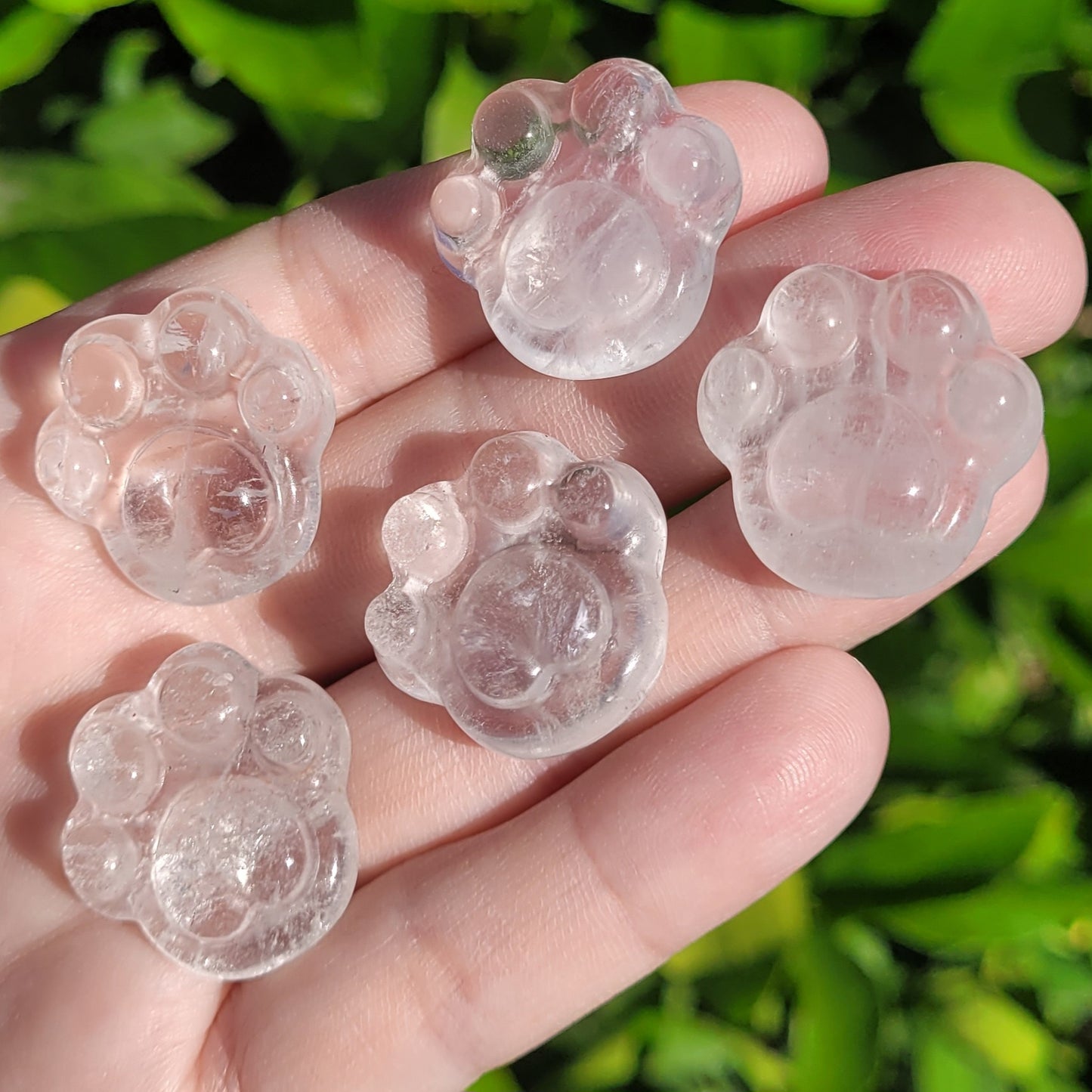 Paw Shaped Crystal in Fire Quartz, Clear Quartz, Amethyst, Amazonite or Flower Agate