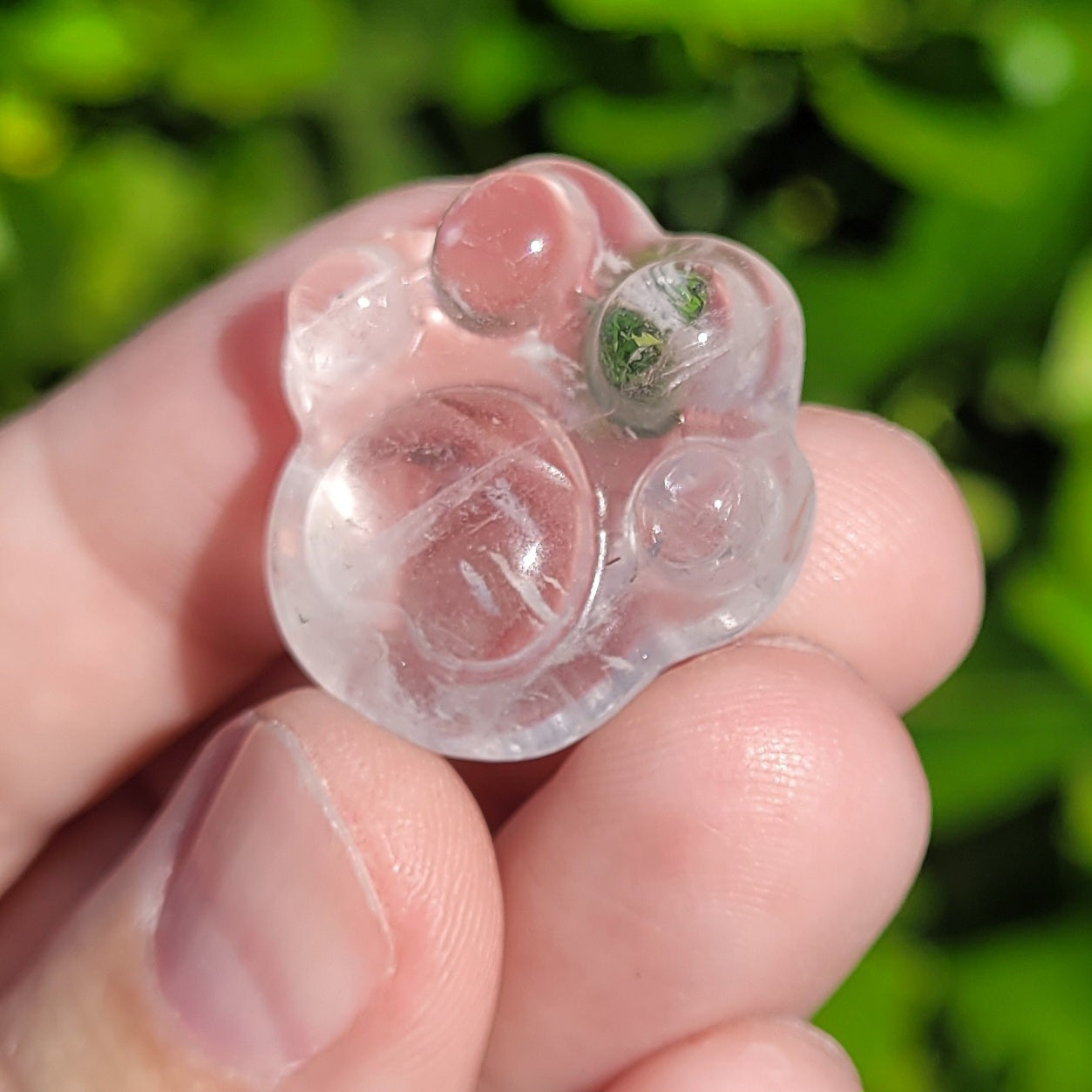 Paw Shaped Crystal in Fire Quartz, Clear Quartz, Amethyst, Amazonite or Flower Agate