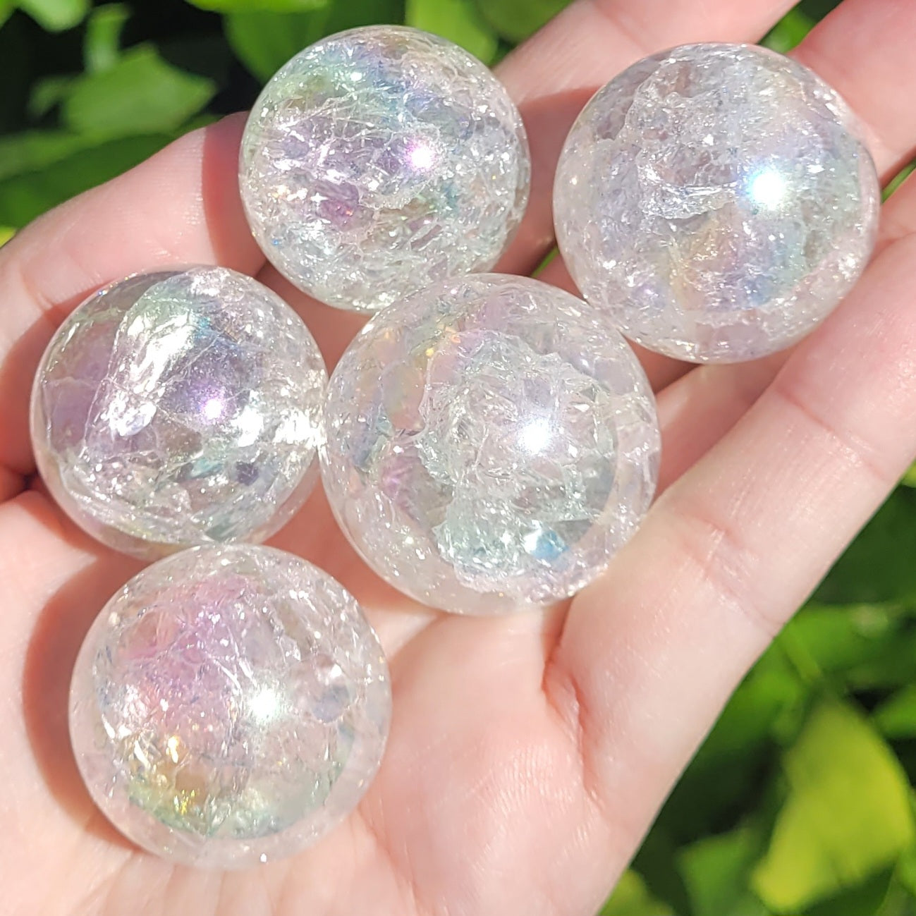 Angel Aura Clear Crackle Quartz Sphere, 29mm to 31mm