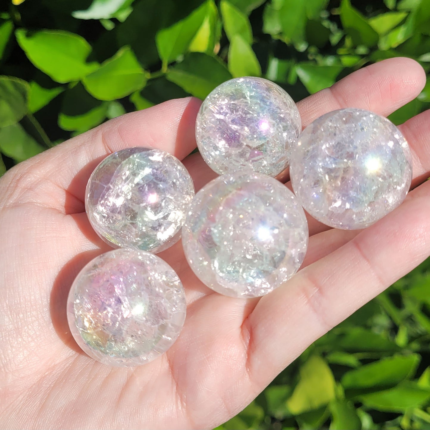 Angel Aura Clear Crackle Quartz Sphere, 29mm to 31mm