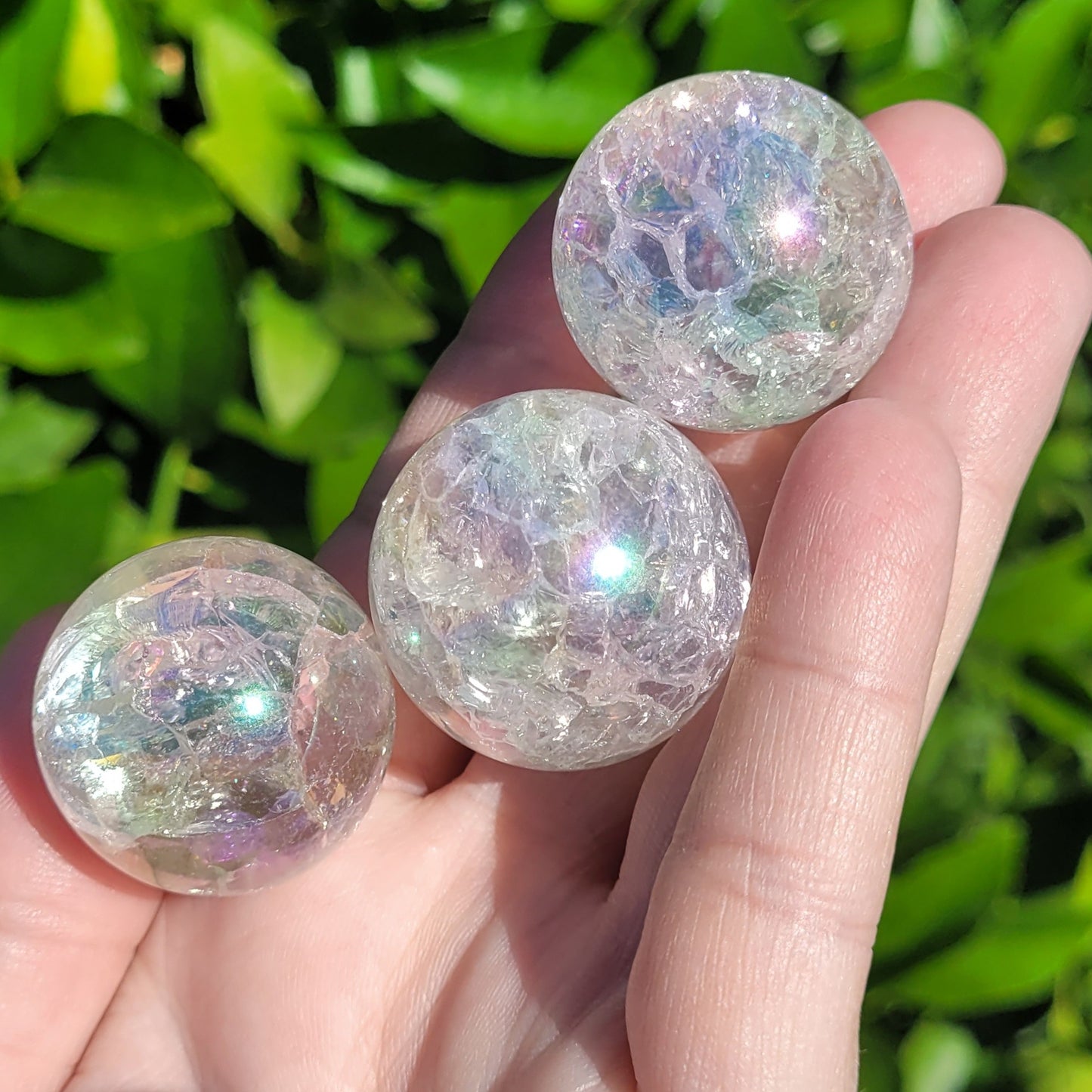 Angel Aura Clear Crackle Quartz Sphere, 29mm to 31mm