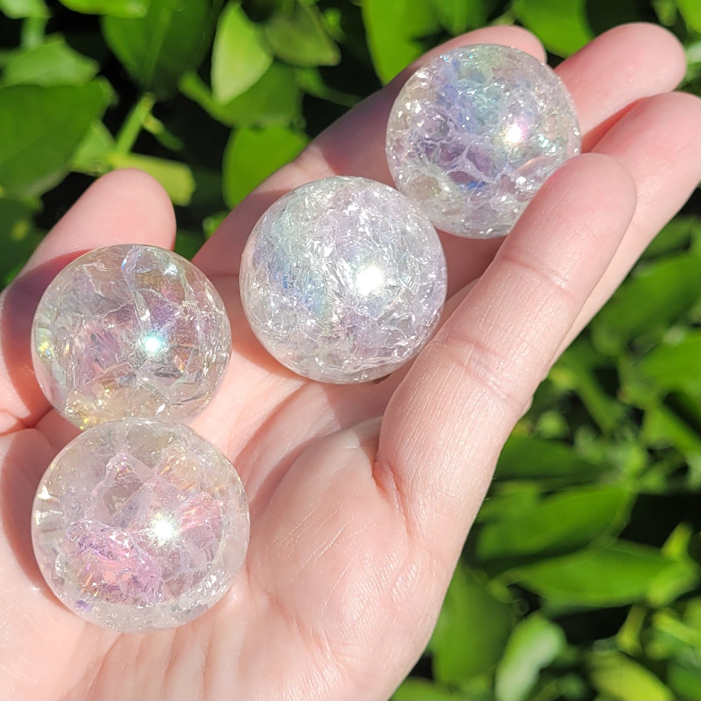 Angel Aura Clear Crackle Quartz Sphere, 29mm to 31mm