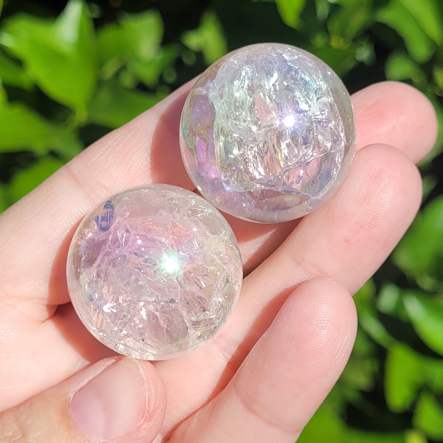 Angel Aura Clear Crackle Quartz Sphere, 29mm to 31mm