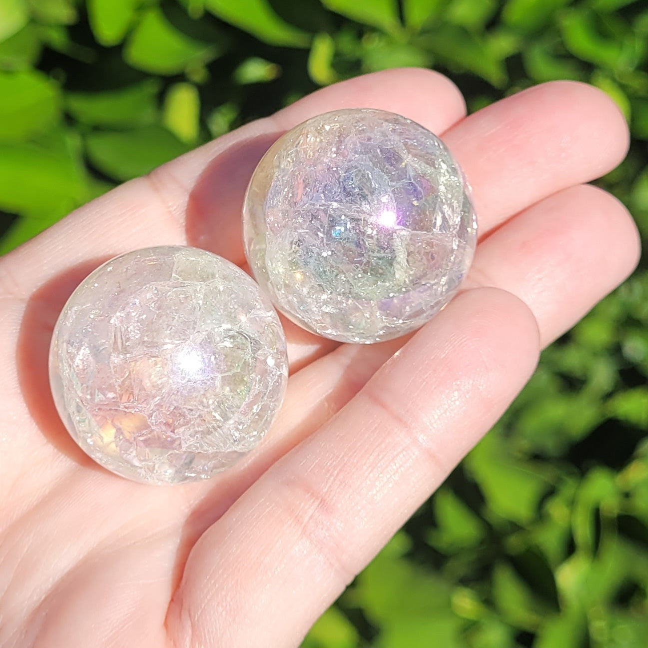 Angel Aura Clear Crackle Quartz Sphere, 29mm to 31mm