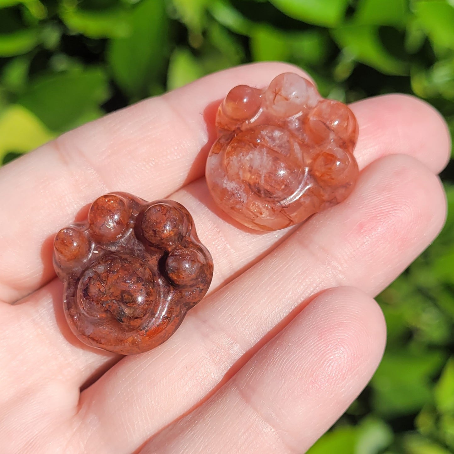 Paw Shaped Crystal in Fire Quartz, Clear Quartz, Amethyst, Amazonite or Flower Agate