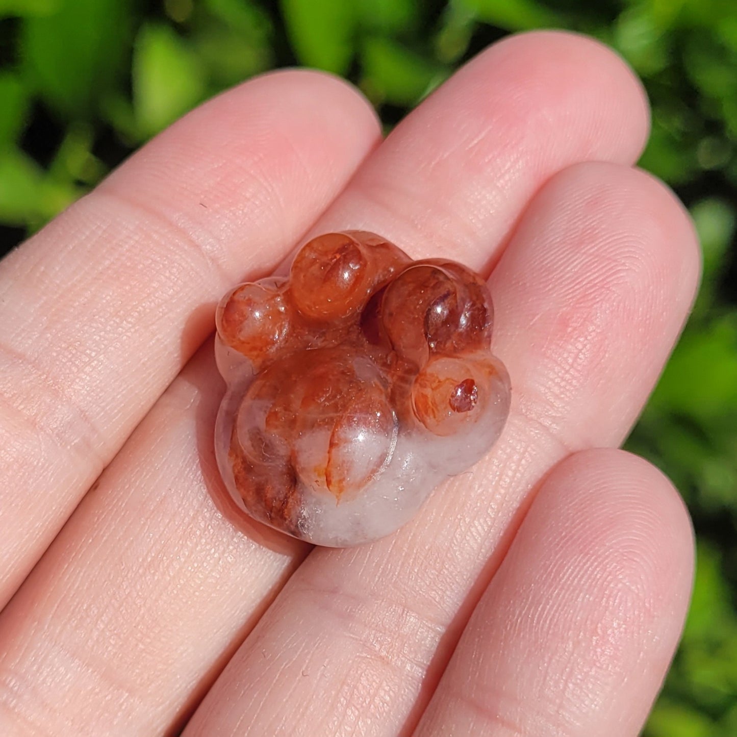 Paw Shaped Crystal in Fire Quartz, Clear Quartz, Amethyst, Amazonite or Flower Agate