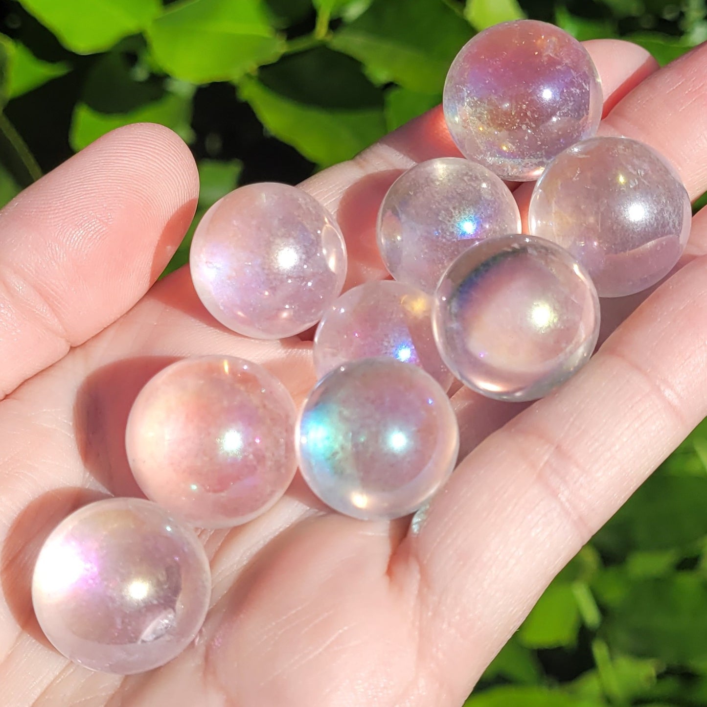 Angel Aura Clear Quartz Crystal Mini Sphere, .8" to .9", 20mm to 22mm