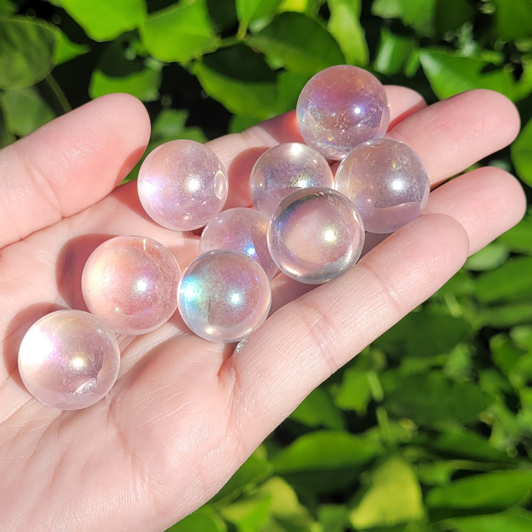 Angel Aura Clear Quartz Crystal Mini Sphere, .8" to .9", 20mm to 22mm