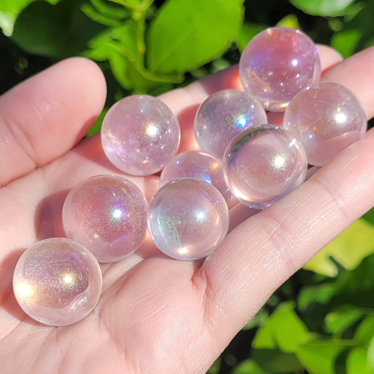 Angel Aura Clear Quartz Crystal Mini Sphere, .8" to .9", 20mm to 22mm