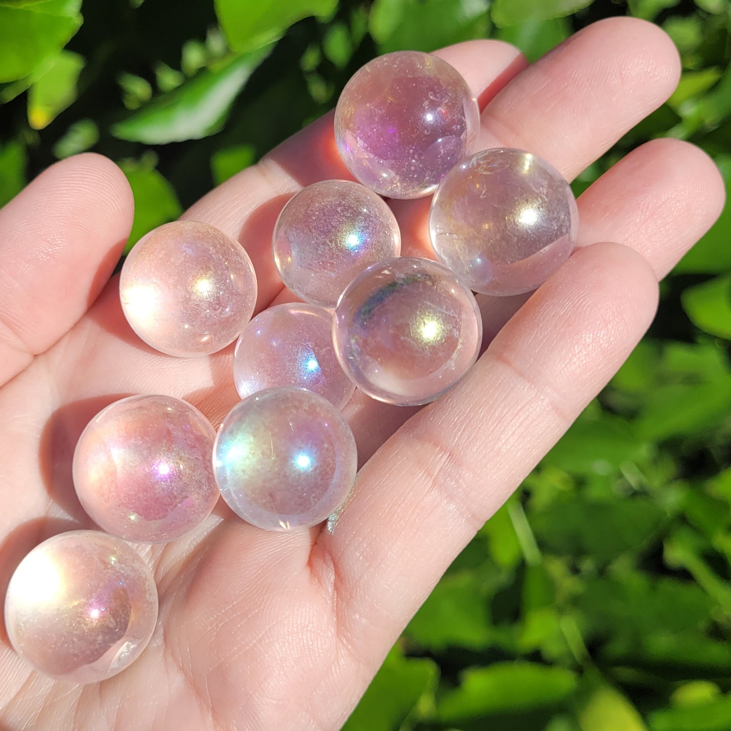 Angel Aura Clear Quartz Crystal Mini Sphere, .8" to .9", 20mm to 22mm