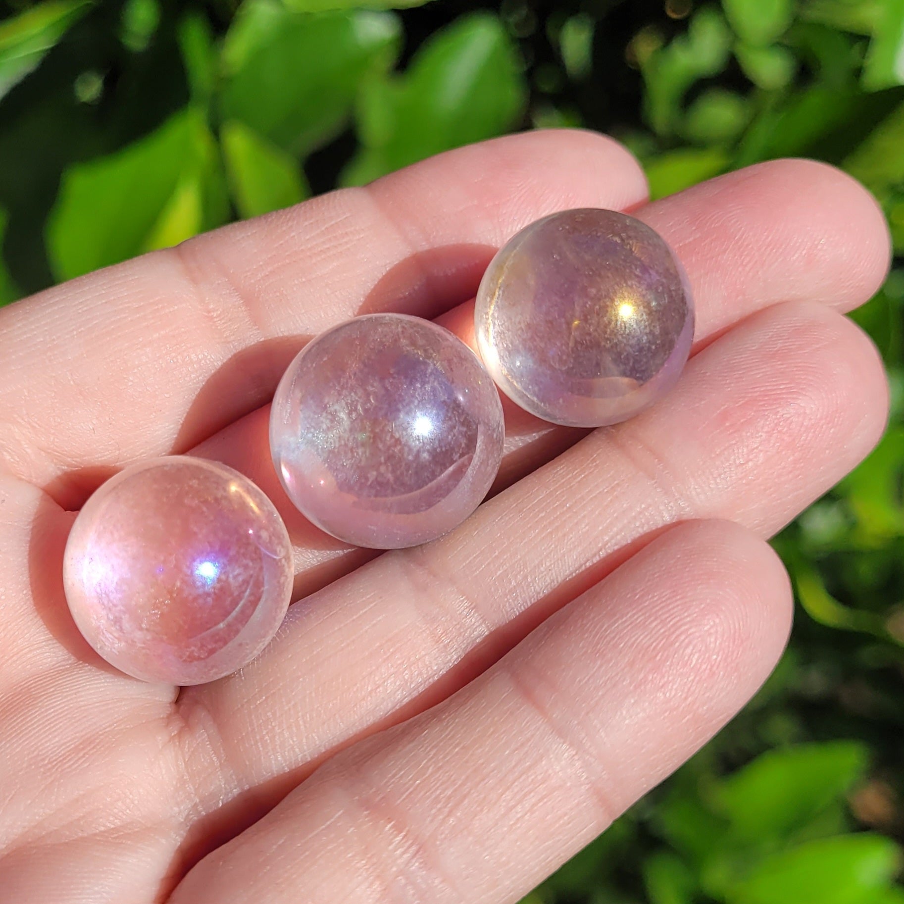 Angel Aura Clear Quartz Crystal Mini Sphere, .8" to .9", 20mm to 22mm