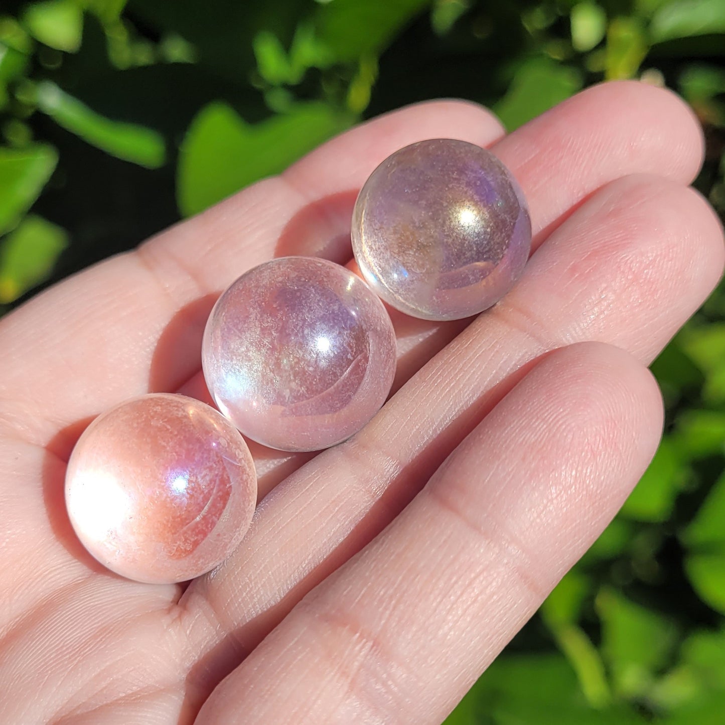 Angel Aura Clear Quartz Crystal Mini Sphere, .8" to .9", 20mm to 22mm