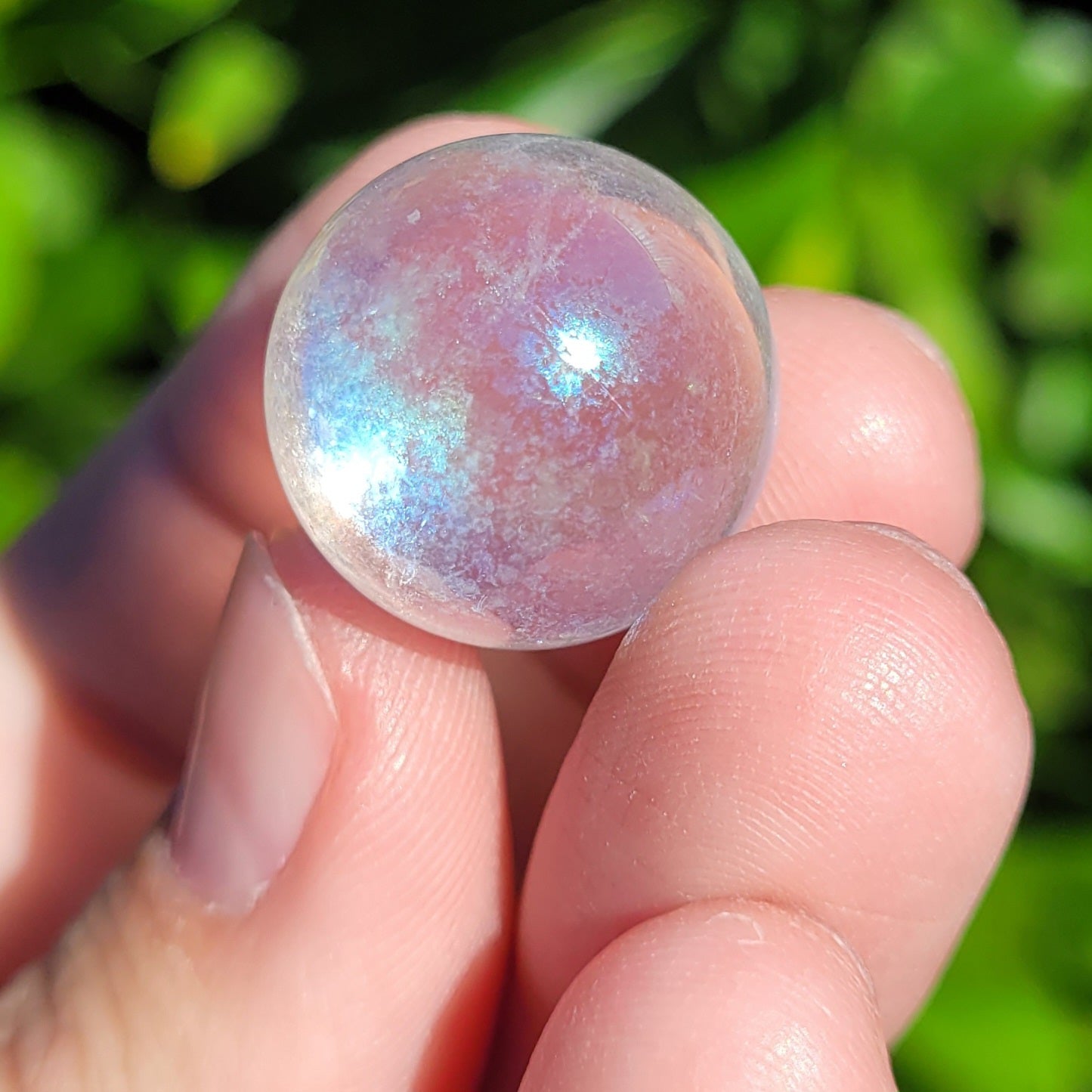 Angel Aura Clear Quartz Crystal Mini Sphere, .8" to .9", 20mm to 22mm