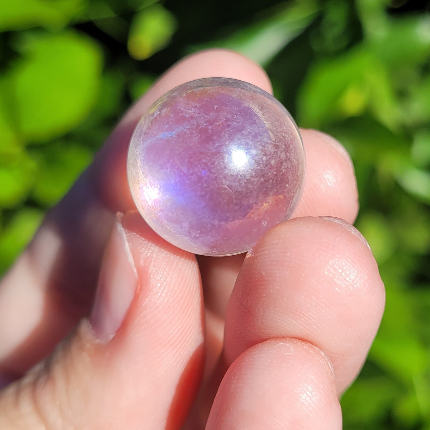 Angel Aura Clear Quartz Crystal Mini Sphere, .8" to .9", 20mm to 22mm