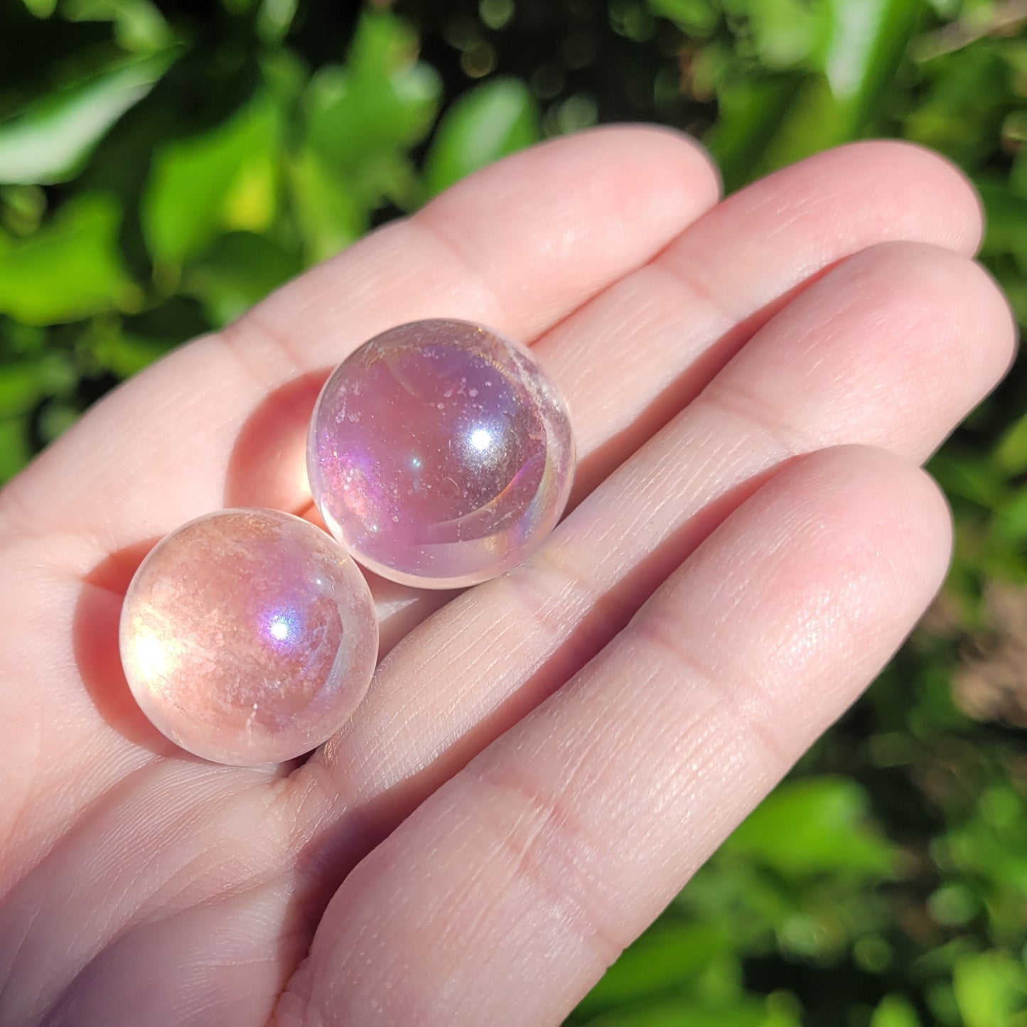 Angel Aura Clear Quartz Crystal Mini Sphere, .8" to .9", 20mm to 22mm