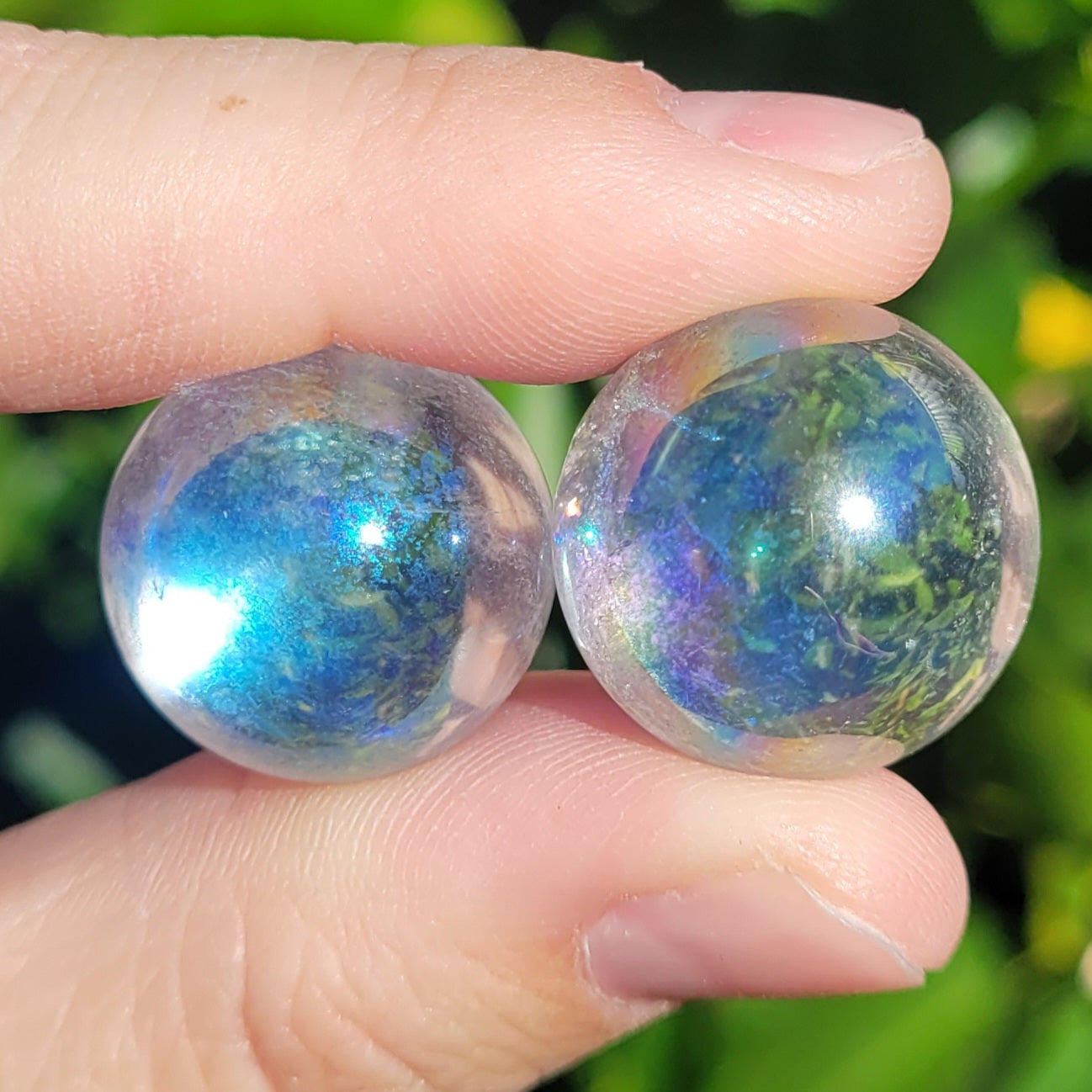 Angel Aura Clear Quartz Crystal Mini Sphere, .8" to .9", 20mm to 22mm