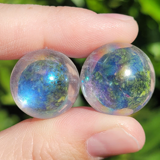 Angel Aura Clear Quartz Crystal Mini Sphere, .8" to .9", 20mm to 22mm