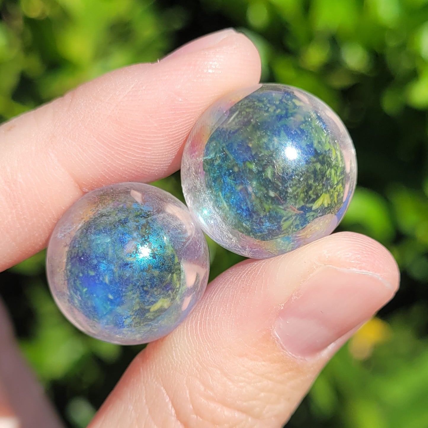 Angel Aura Clear Quartz Crystal Mini Sphere, .8" to .9", 20mm to 22mm