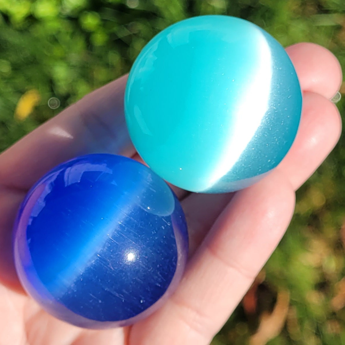 Teal Blue Cats Eye Sphere