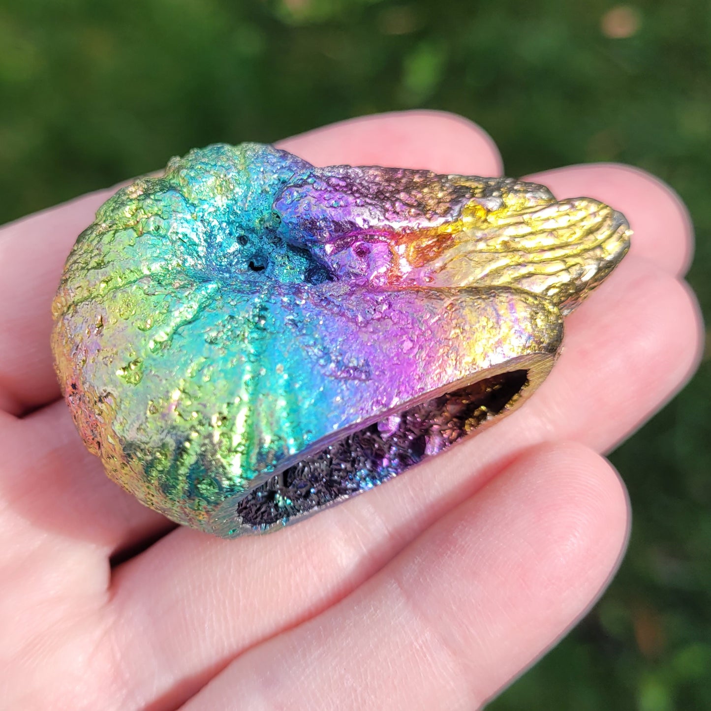 Bismuth Nautilus Sculptures in Rainbow and Single Colors, Made by The Bismuth Smith