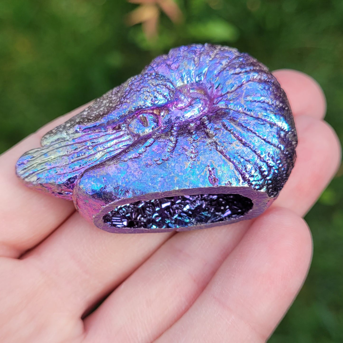 Bismuth Nautilus Sculptures in Rainbow and Single Colors, Made by The Bismuth Smith