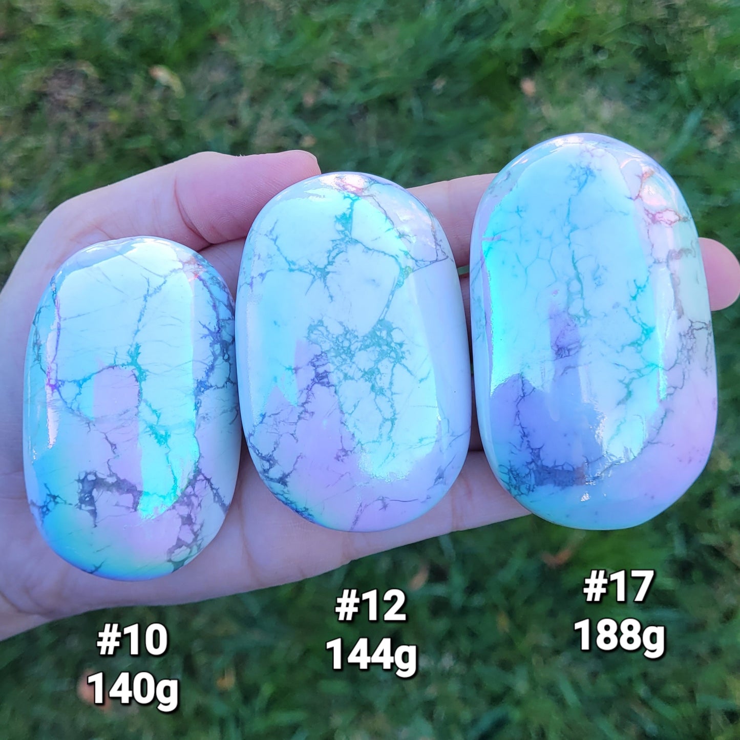 Angel Aura Howlite Palm Stones to Choose From