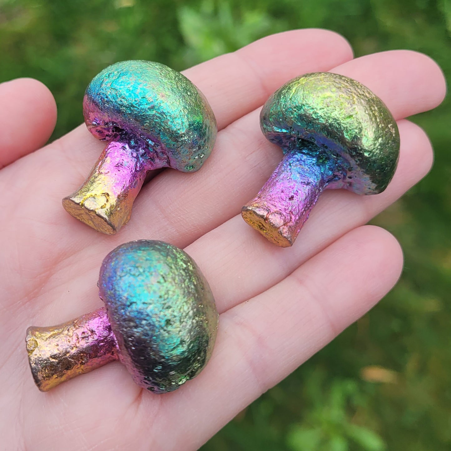 Bismuth Mushrooms in Rainbow or Single Colors, Made by The Bismuth Smith