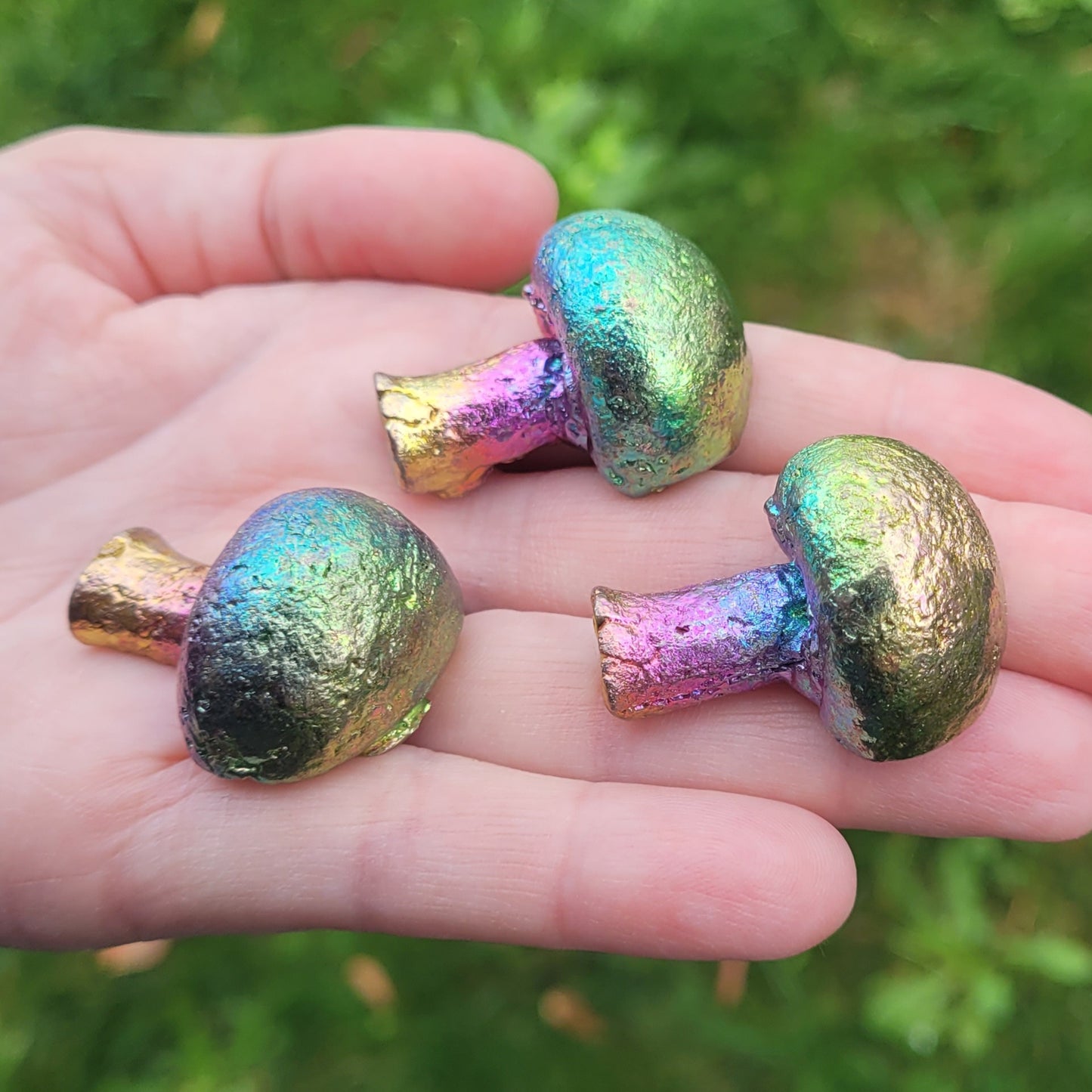 Bismuth Mushrooms in Rainbow or Single Colors, Made by The Bismuth Smith