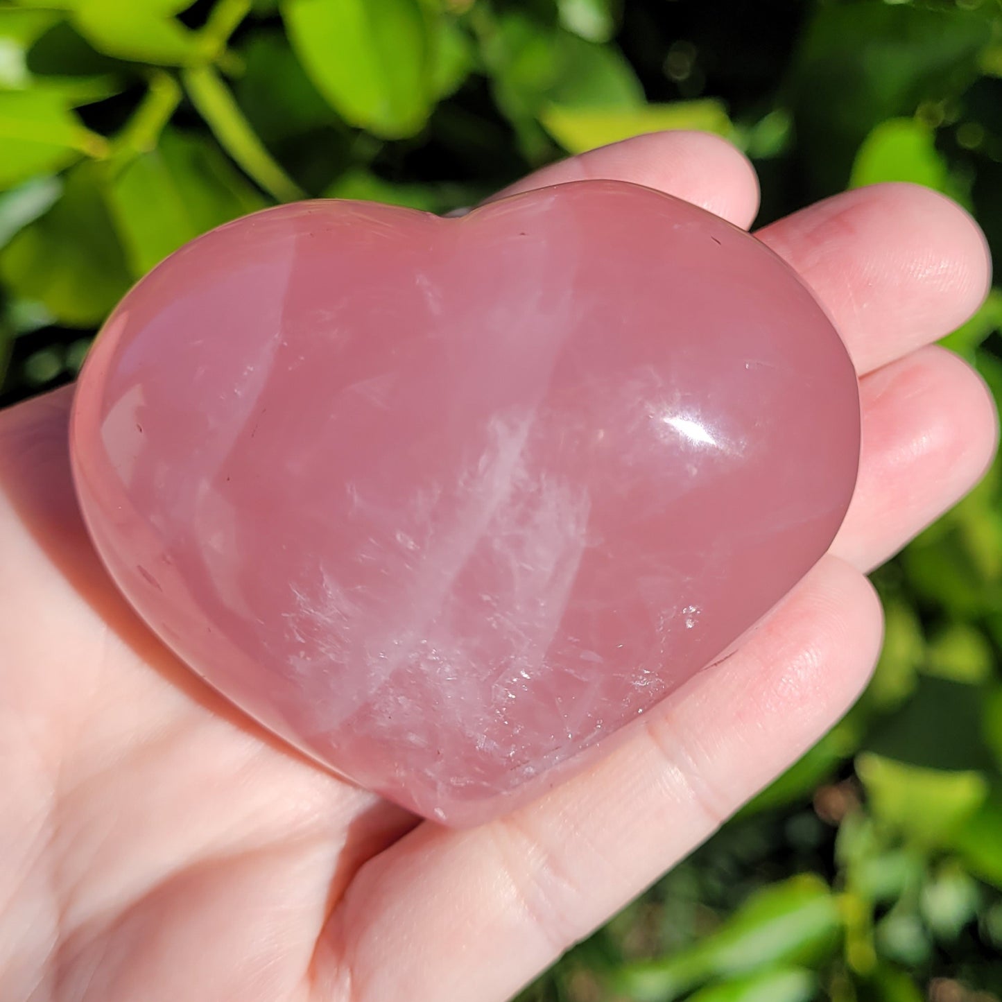 Star Rose Quartz Heart Crystal, 180 Grams, 2.6"