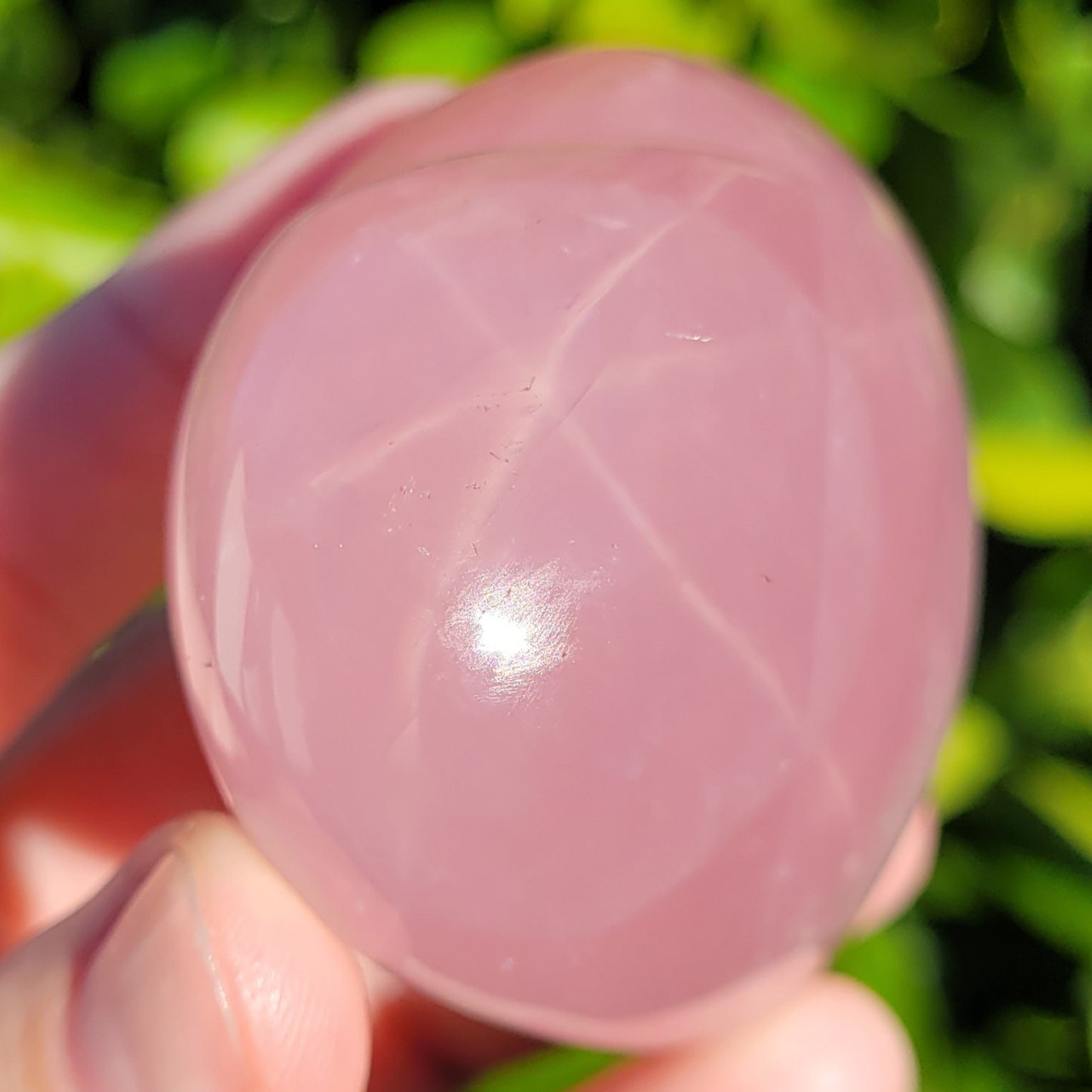 Star Rose Quartz Heart Crystal, 180 Grams, 2.6"