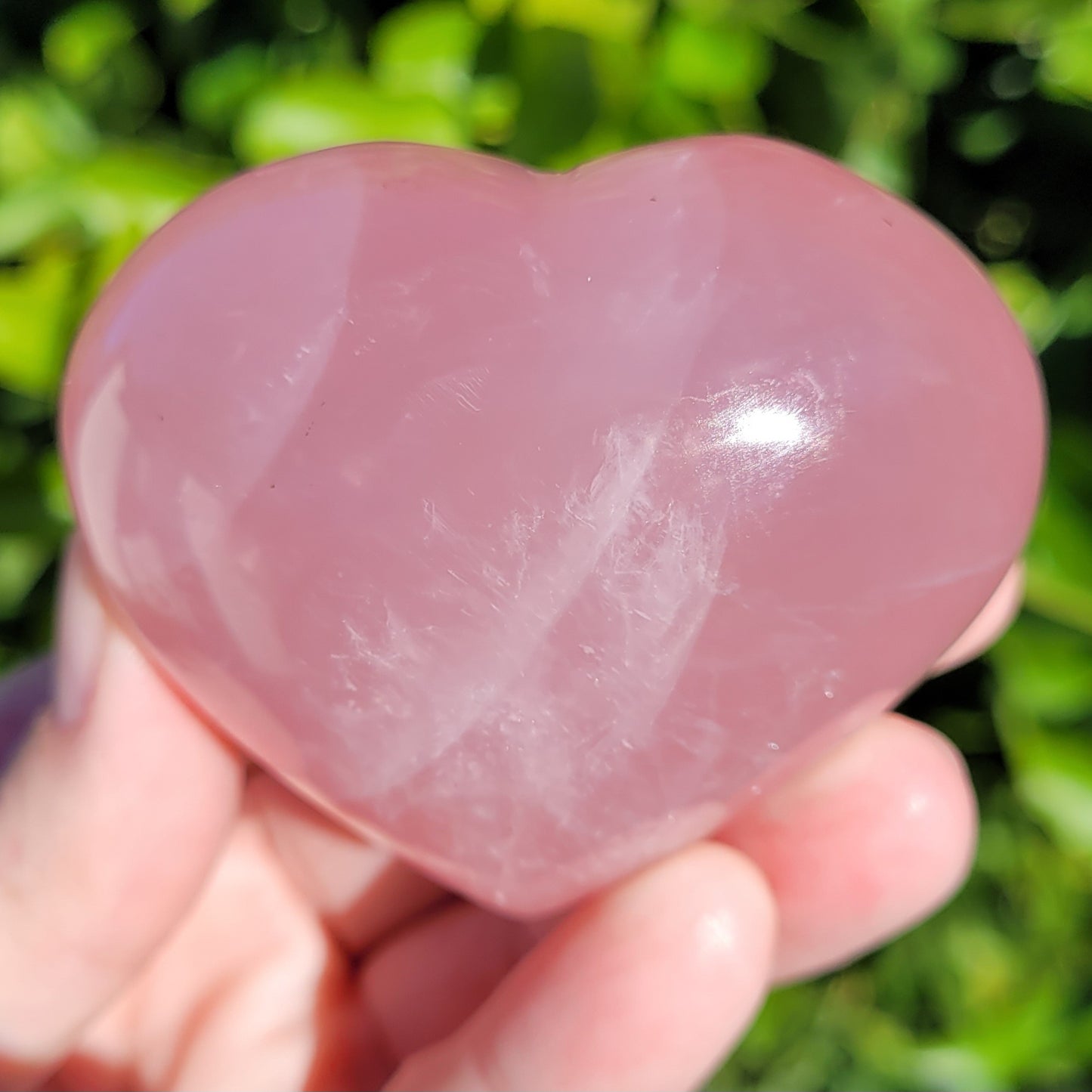 Star Rose Quartz Heart Crystal, 180 Grams, 2.6"