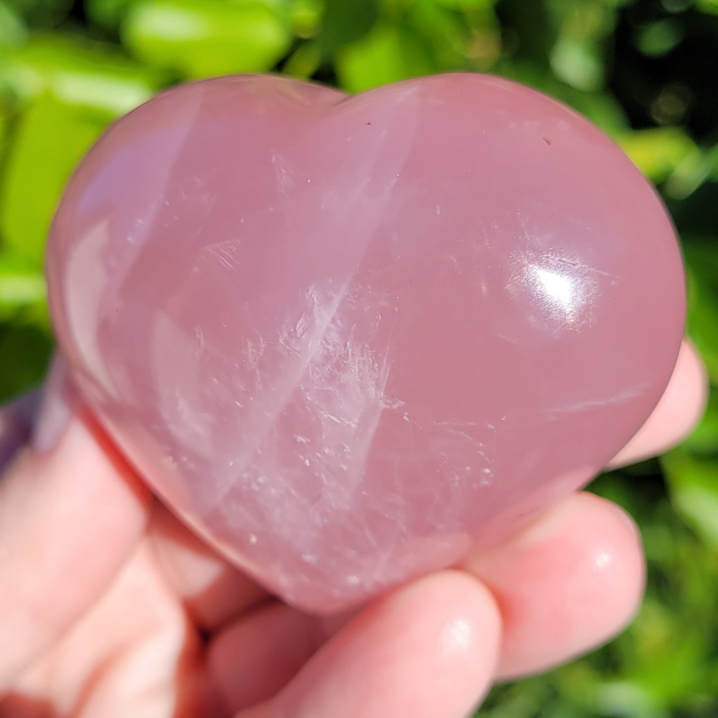 Star Rose Quartz Heart Crystal, 180 Grams, 2.6"