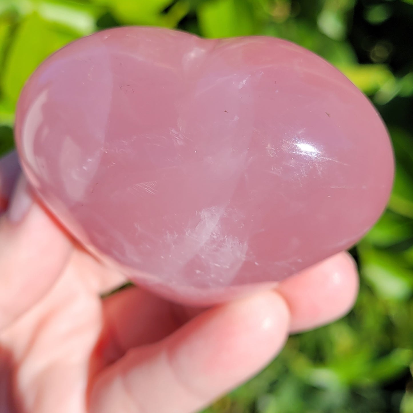 Star Rose Quartz Heart Crystal, 180 Grams, 2.6"