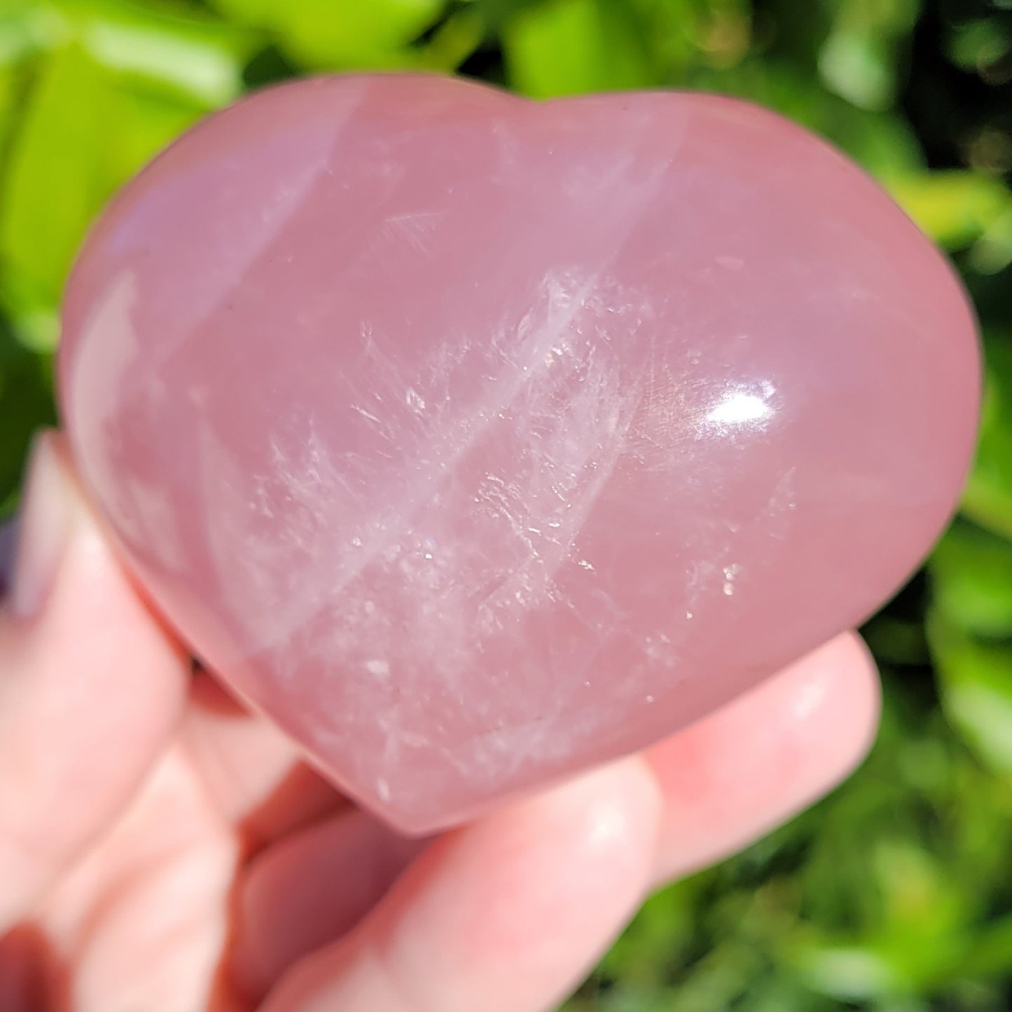 Star Rose Quartz Heart Crystal, 180 Grams, 2.6"