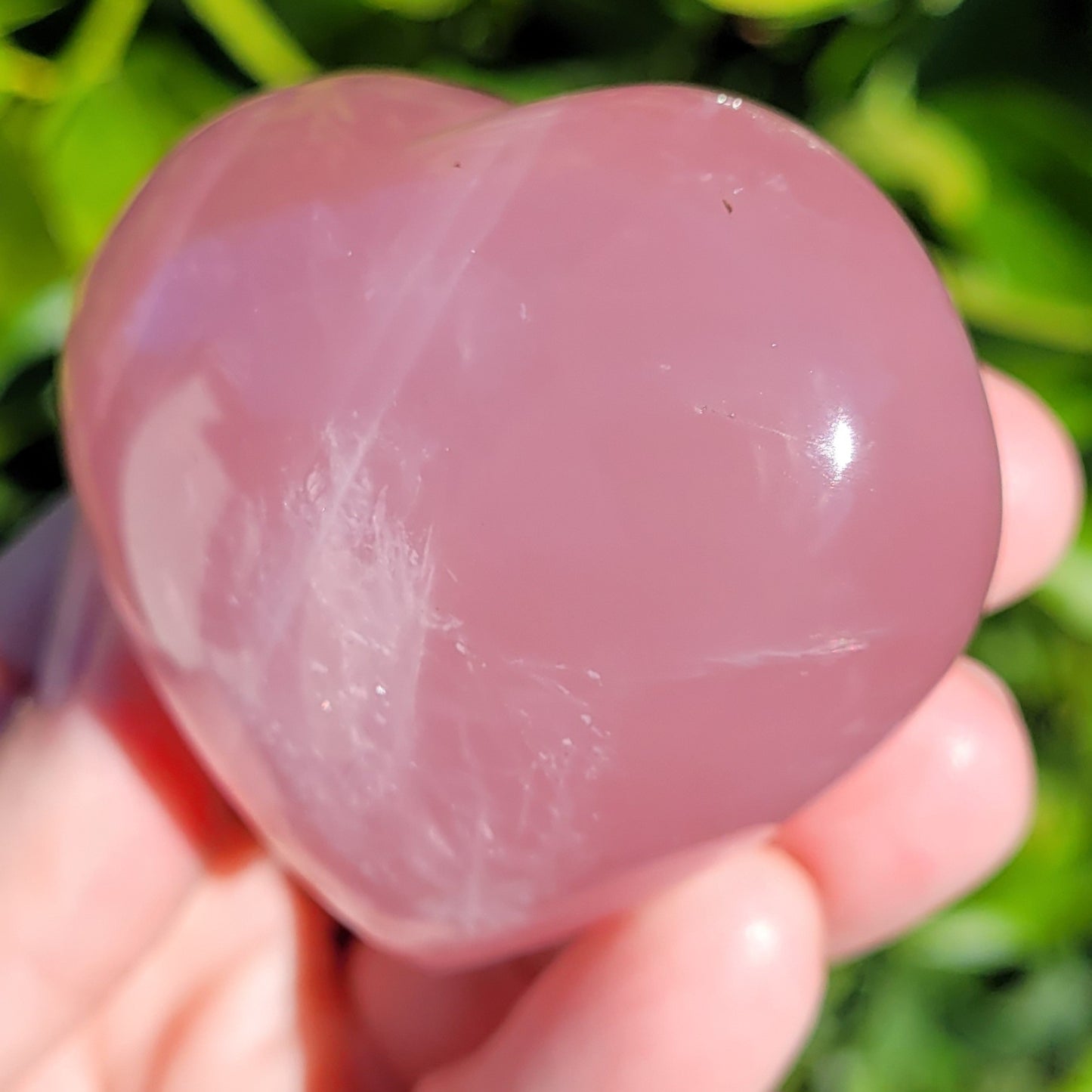 Star Rose Quartz Heart Crystal, 180 Grams, 2.6"