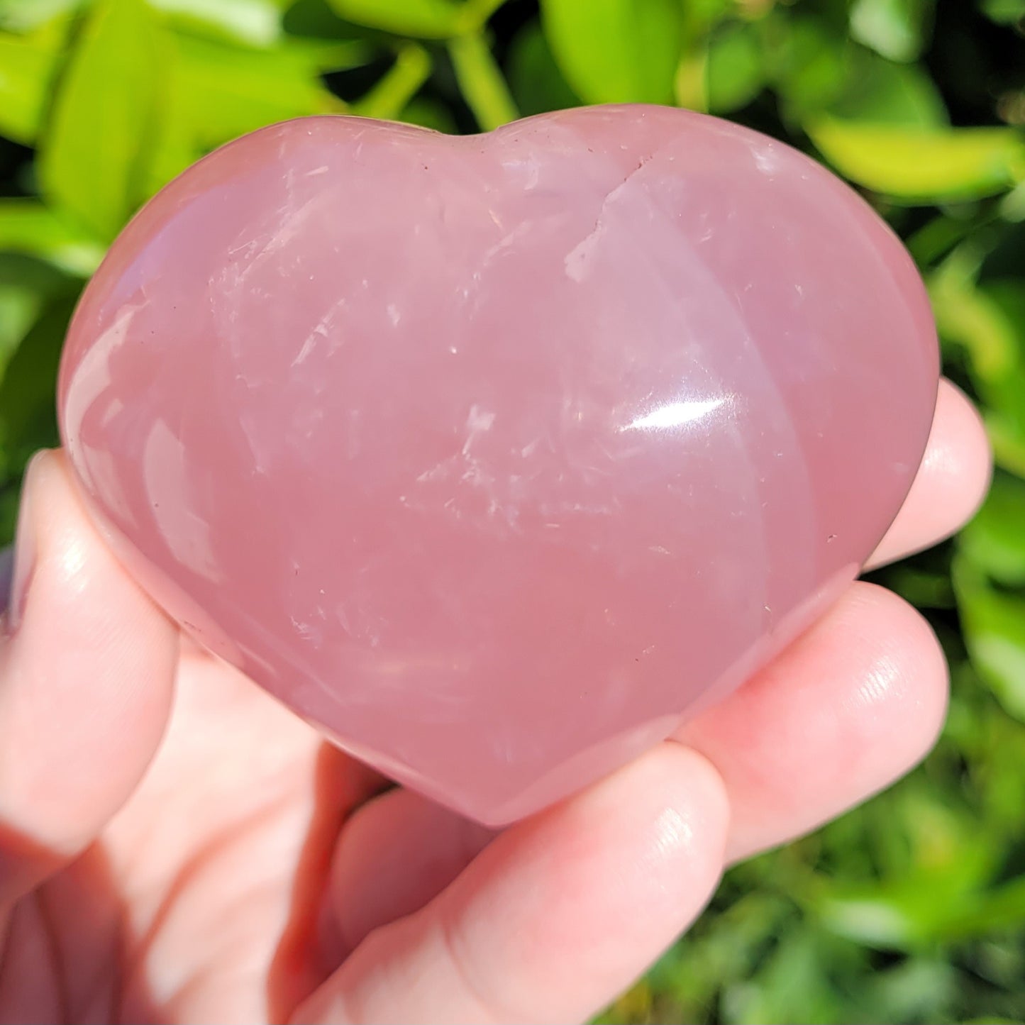 Star Rose Quartz Heart Crystal, 180 Grams, 2.6"