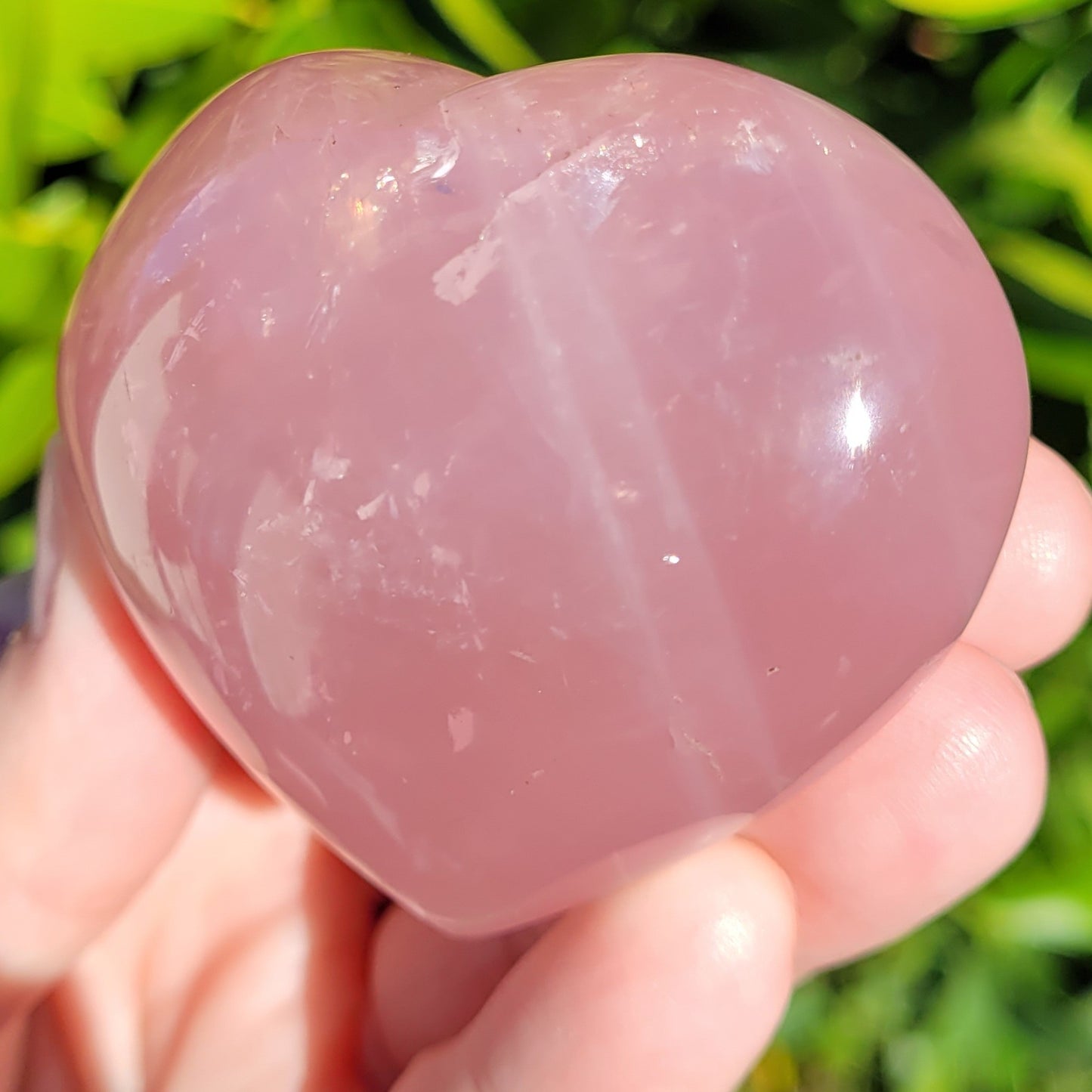 Star Rose Quartz Heart Crystal, 180 Grams, 2.6"